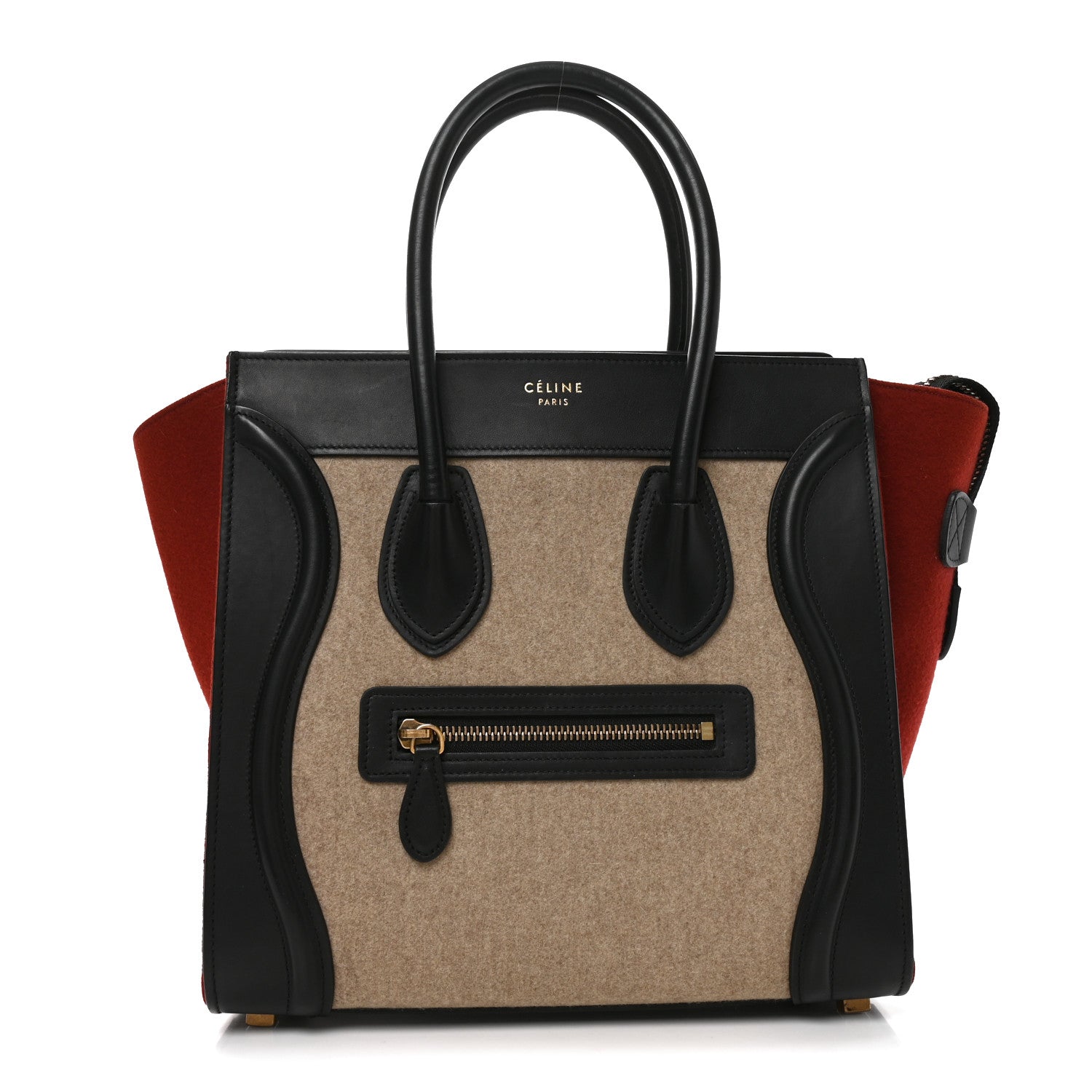 Felt Smooth Calfskin Micro Tri-Color Luggage Brown Black