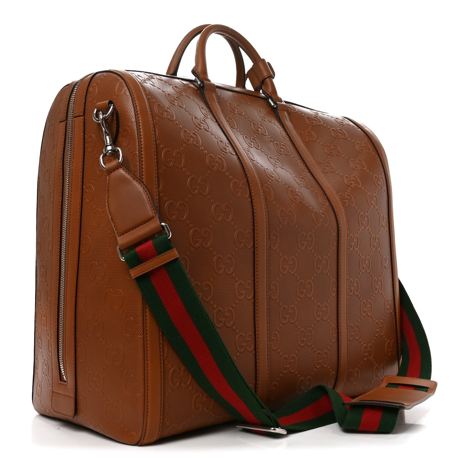 Calfskin GG Tennis Embossed Duffle Bag Brown