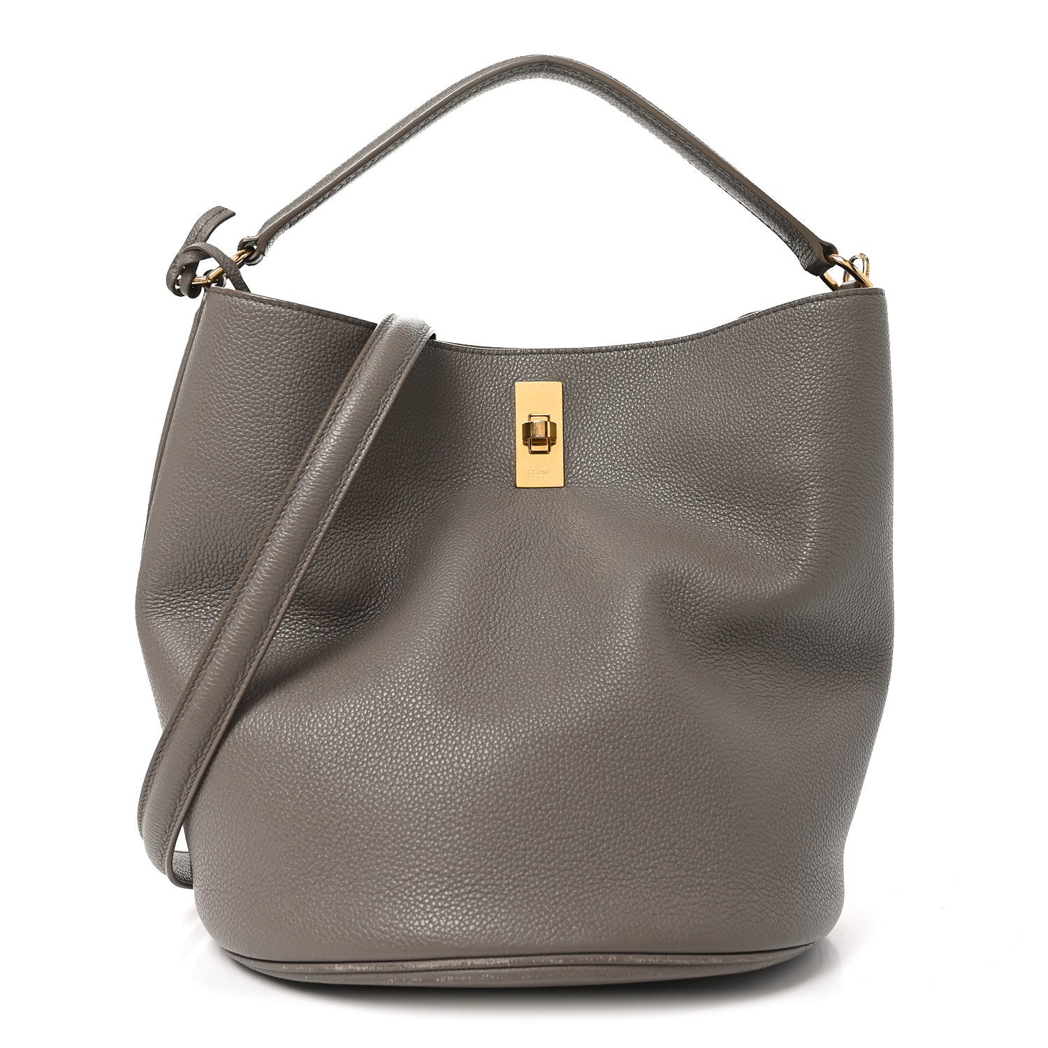 Supple Grained Calfskin Bucket 16 Bag Pebble