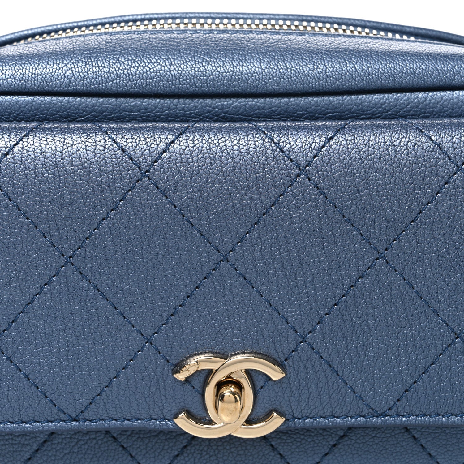 Metallic Goatskin Quilted Casual Trip Waist Bag Blue