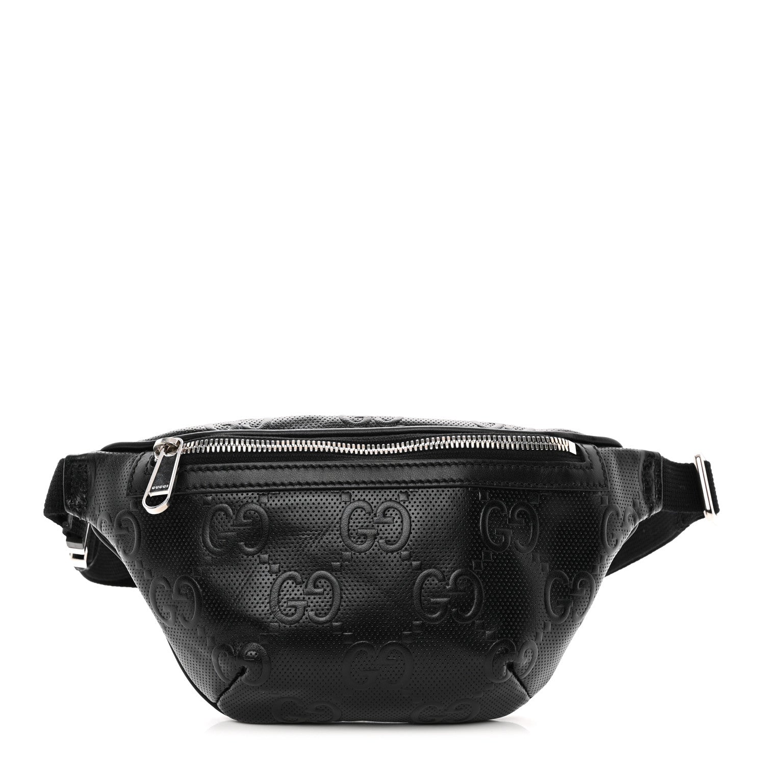 Calfskin GG Tennis Embossed Belt Bag Black
