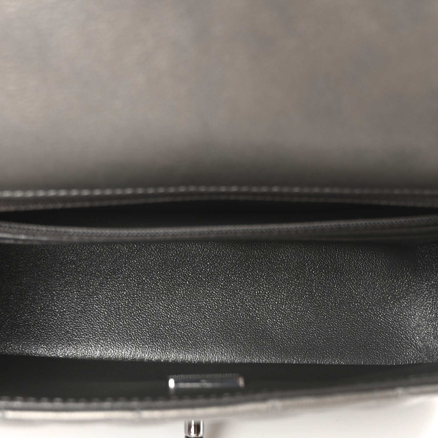 Metallic Lambskin Quilted Mini Rectangular Flap Dark Grey