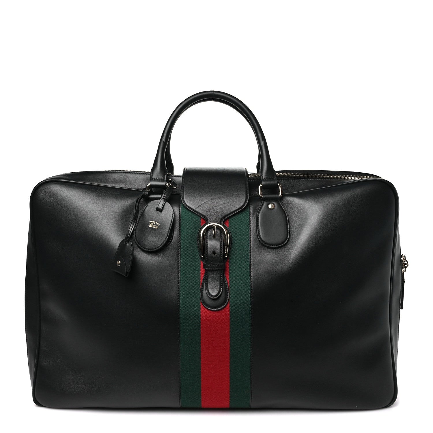 Calfskin Web Suitcase Black