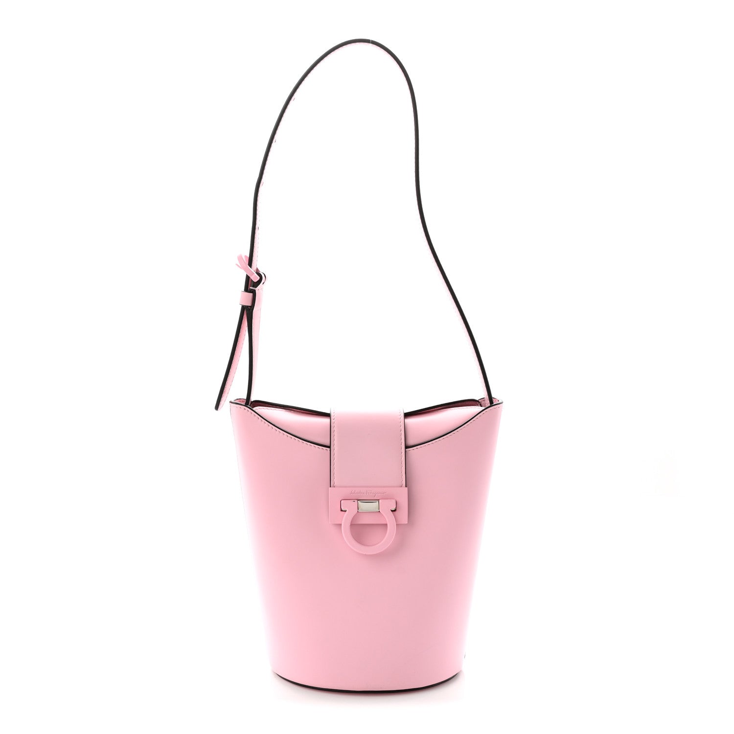Calfskin Small Trifolio Bucket Shoulder Bag Cheerleader Pink