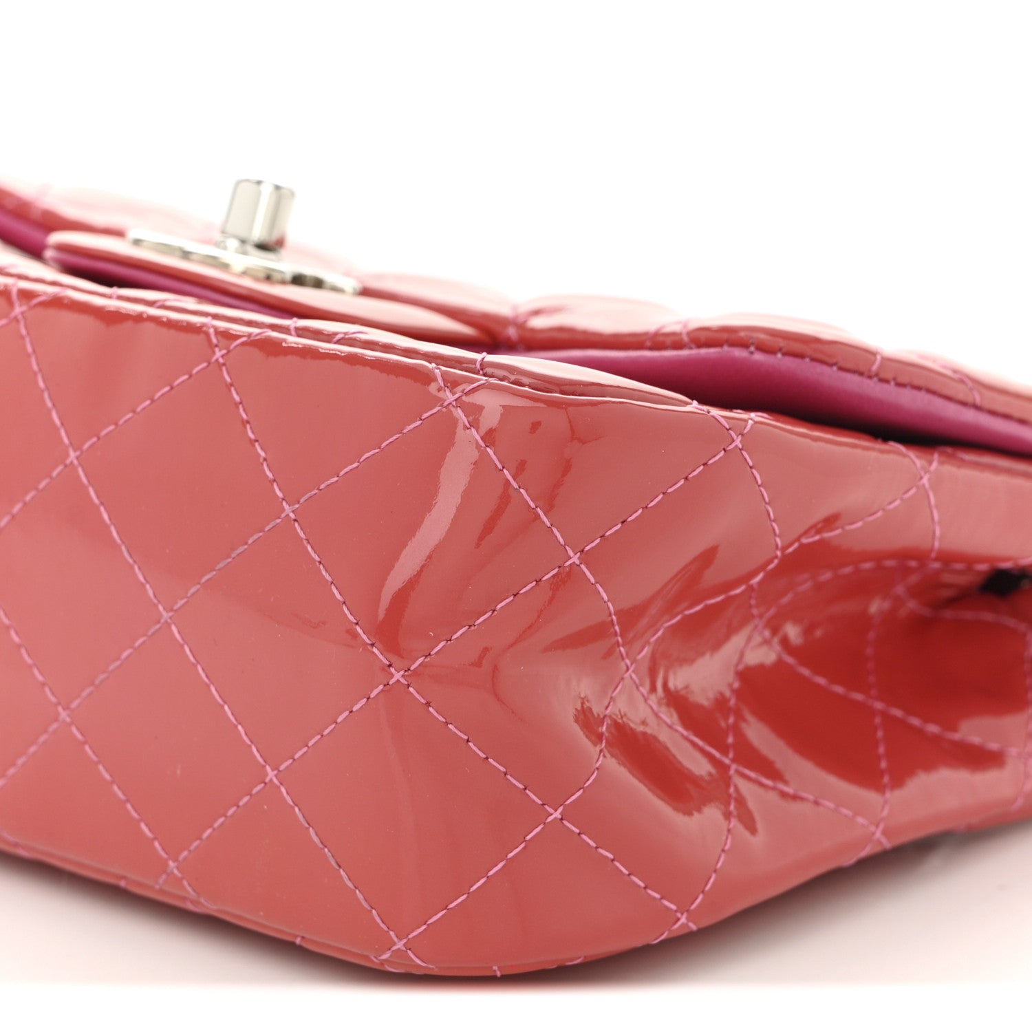 Patent Quilted Mini Square Flap Pink
