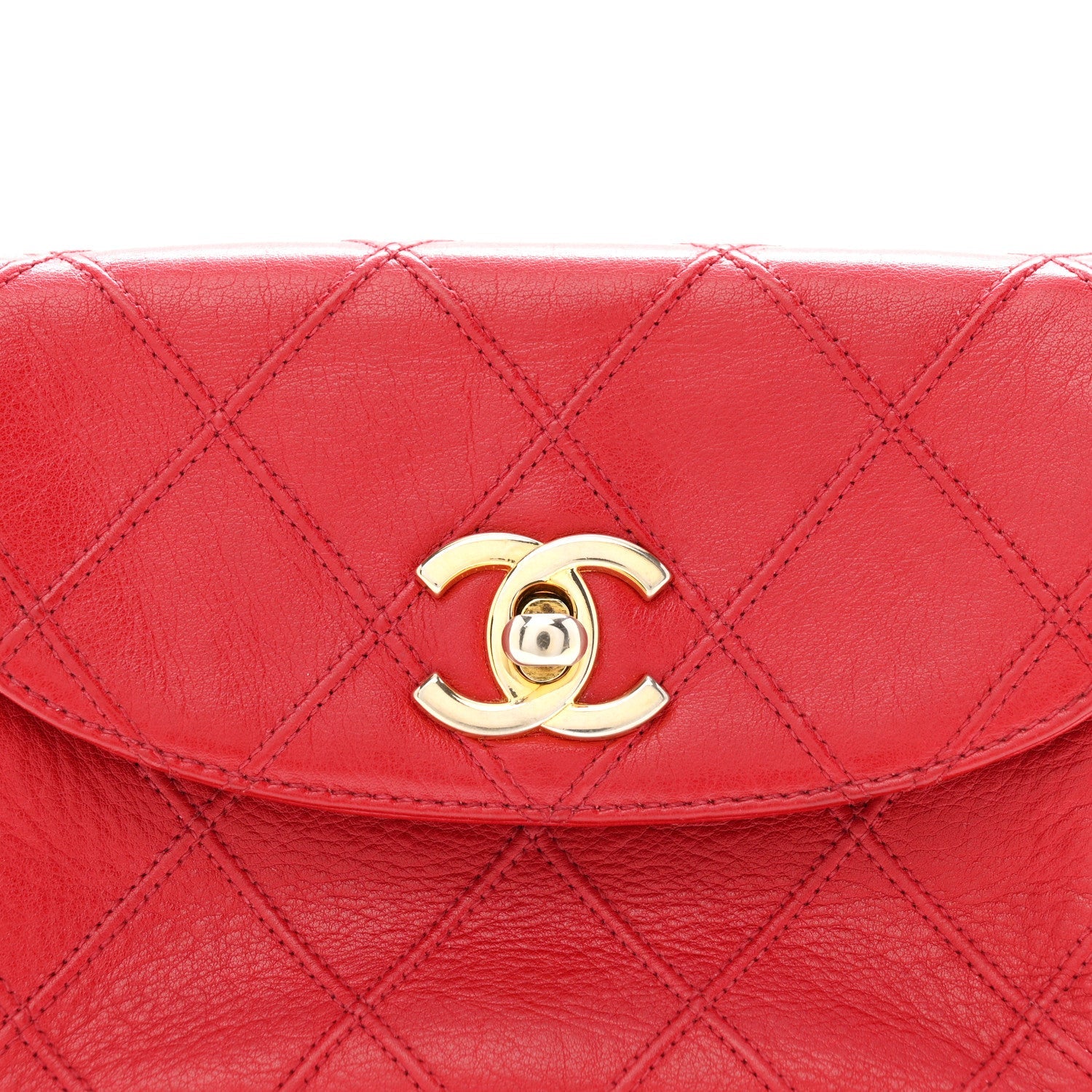 Lambskin Diamond Stitched Waist Chain Belt Flap Bag 75 30 Red