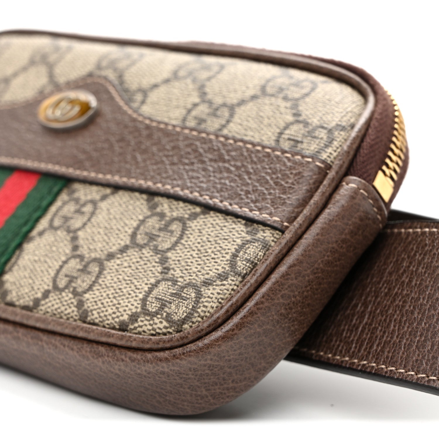 GG Supreme Monogram Ophidia Belted iPhone Case 95 38 Dark Brown