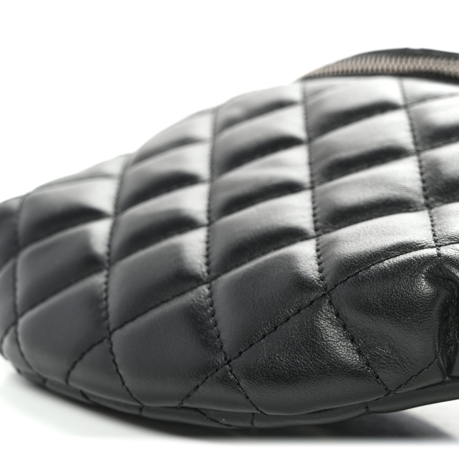 Calfskin Quilted Uniform Waist Belt Bag Black
