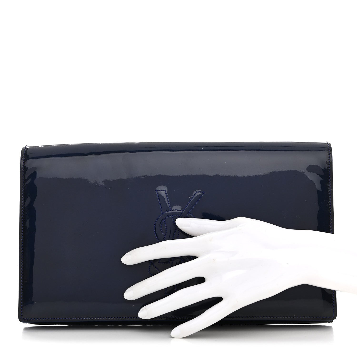 Patent Calfskin Monogram Large Belle De Jour Clutch Royal Blue