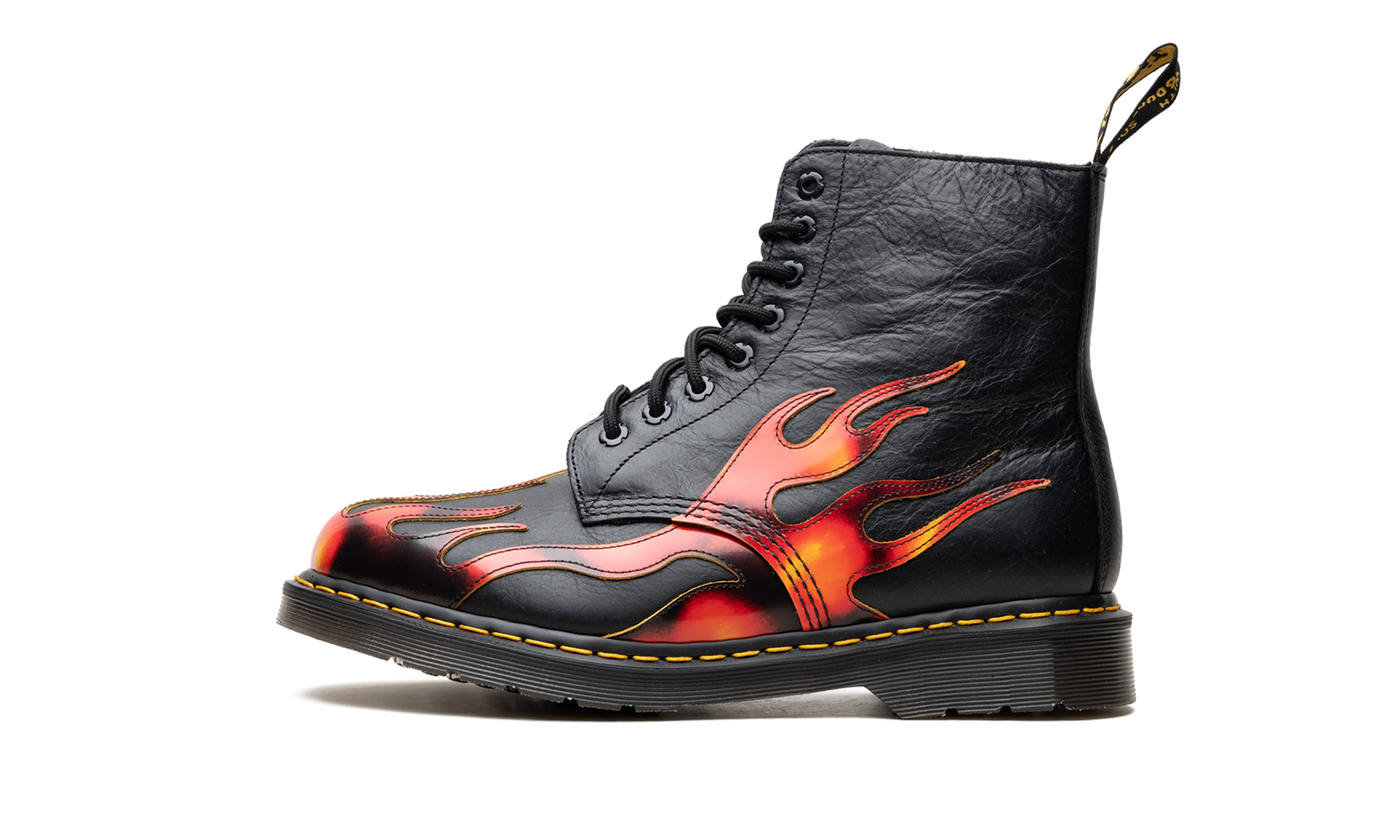 1460 Pascal Flame Arcadia Rub Off Leather Boots "Black / Red / Yellow" 41517001