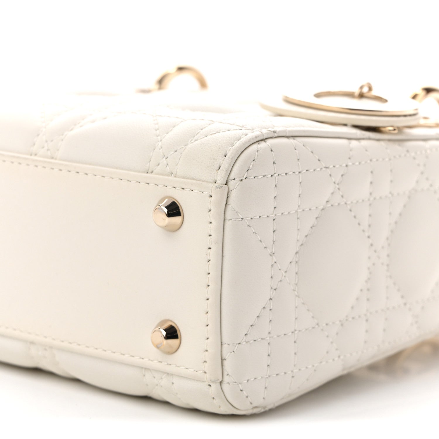 Lambskin Cannage Mini Lady Dior Latte