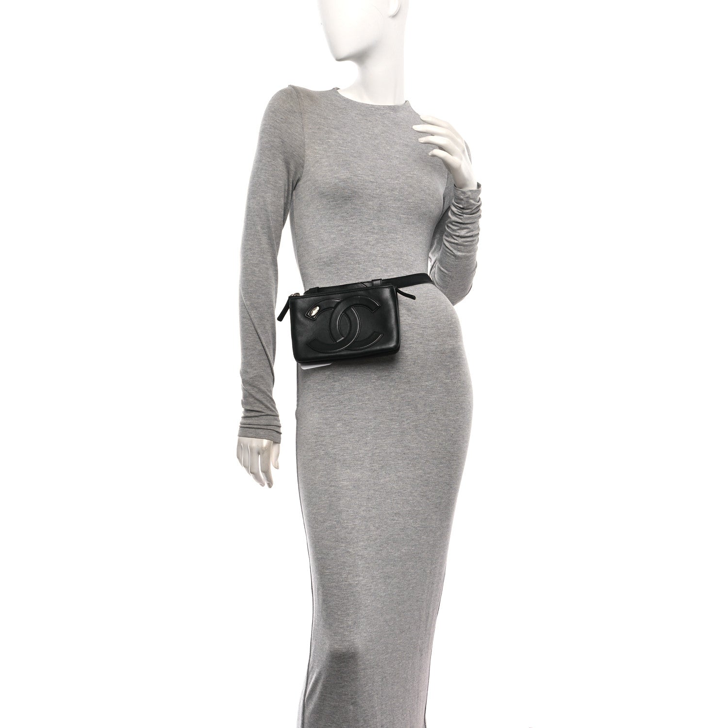 Lambskin CC Mania Waist Belt Bag Black