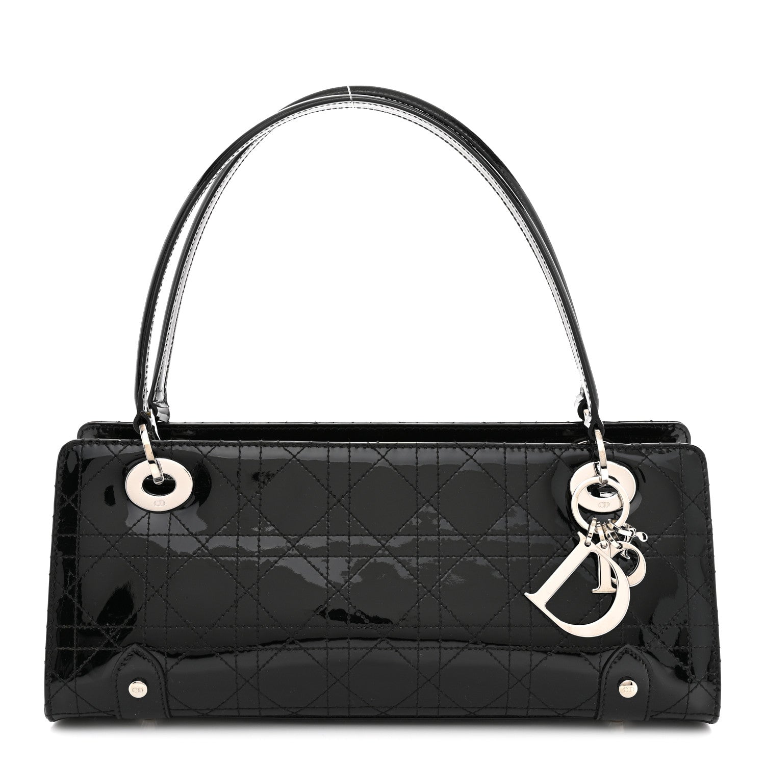 Patent Cannage Stitched East West Lady Dior Black
