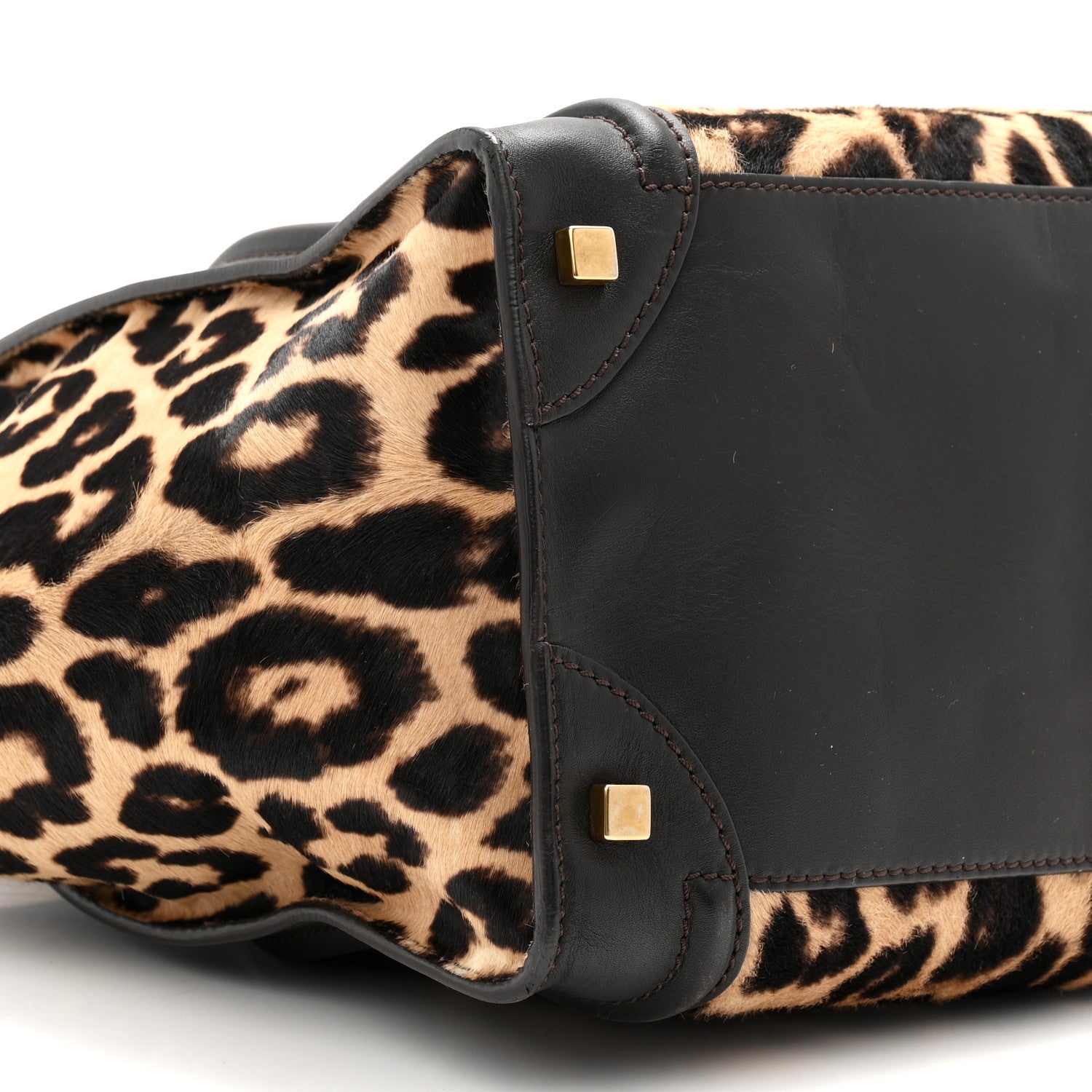 Leopard Pony Hair Mini Luggage Black