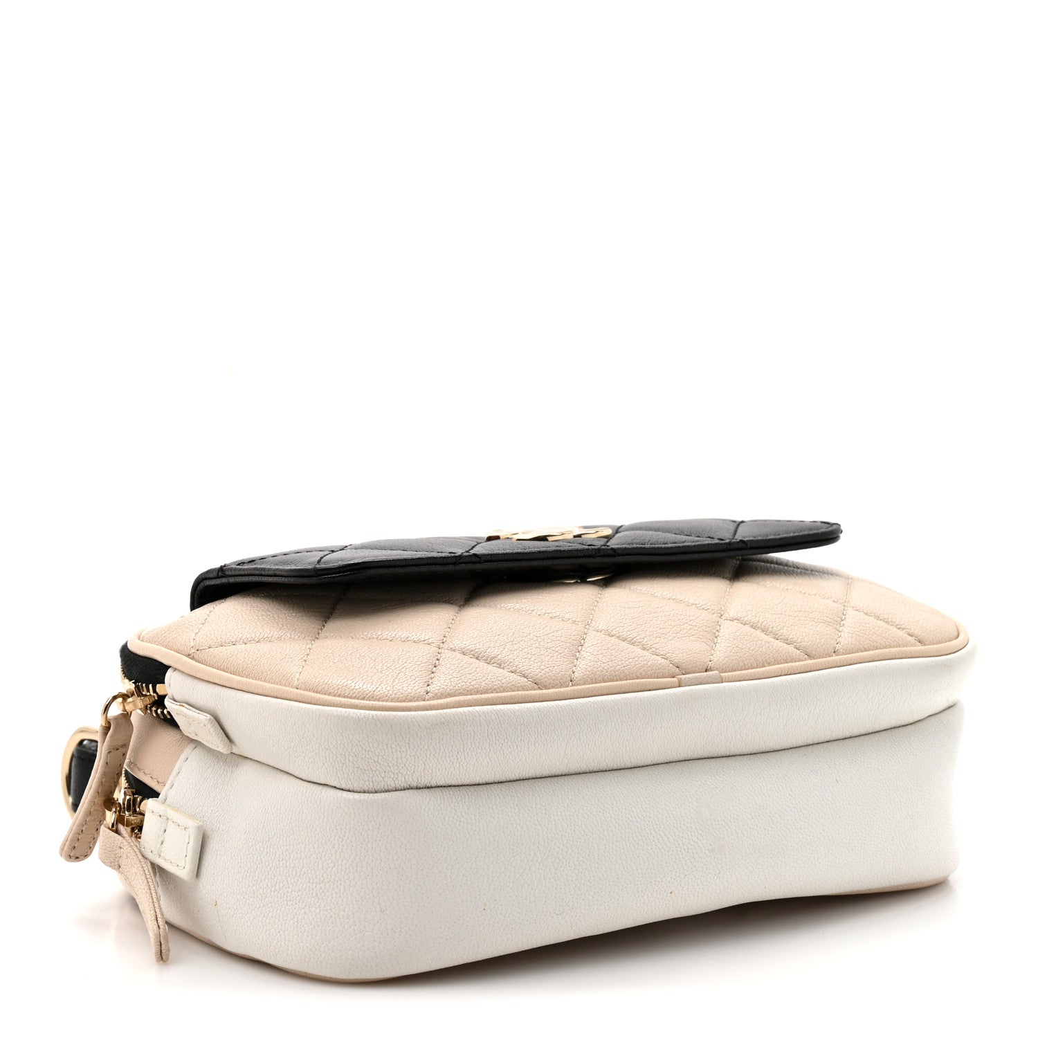 Goatskin Quilted Waist Bag Beige White Black
