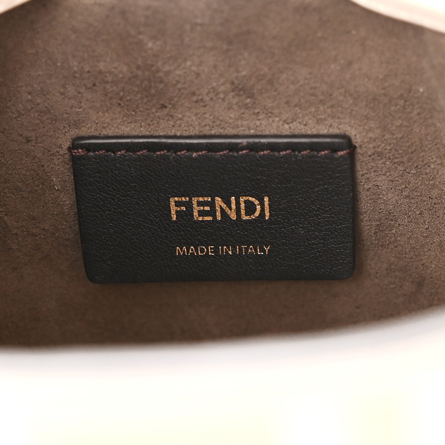 Vitello Liberty F is Fendi Bi-Color FF 1974 Embossed Mini Mon Tresor Bucket Bag Camelia Mandorlo
