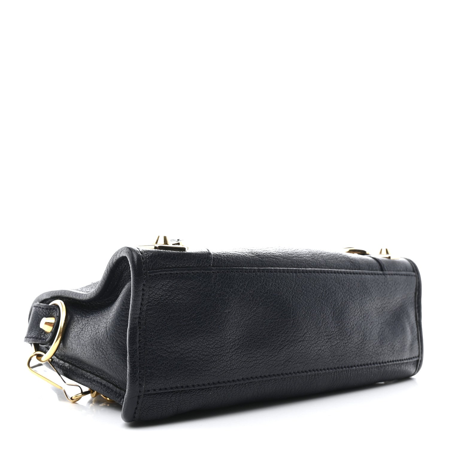 Chevre Gold Metallic Edge Hardware Mini City Bleu Nuit Dark Sea