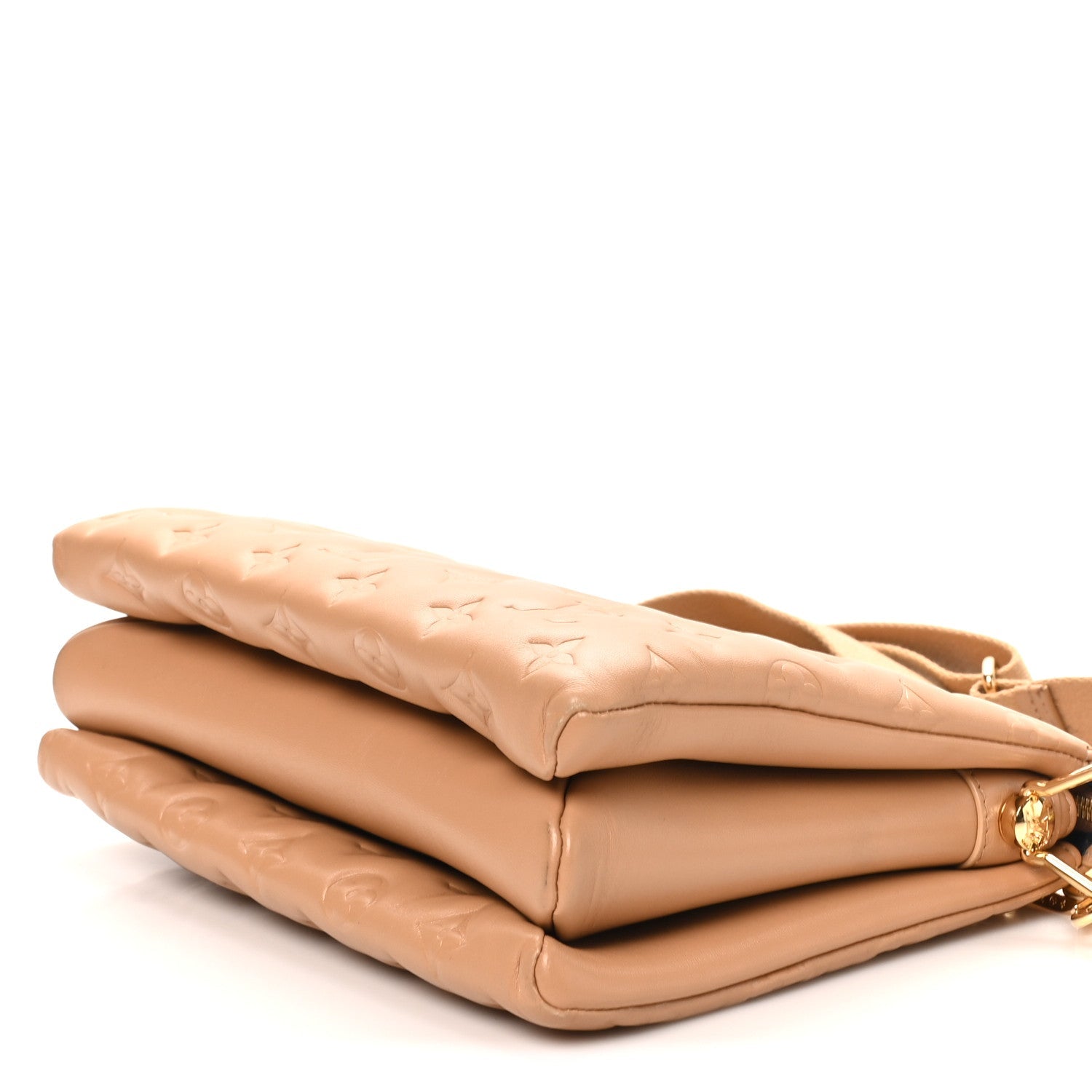 Lambskin Embossed Monogram Coussin PM Camel