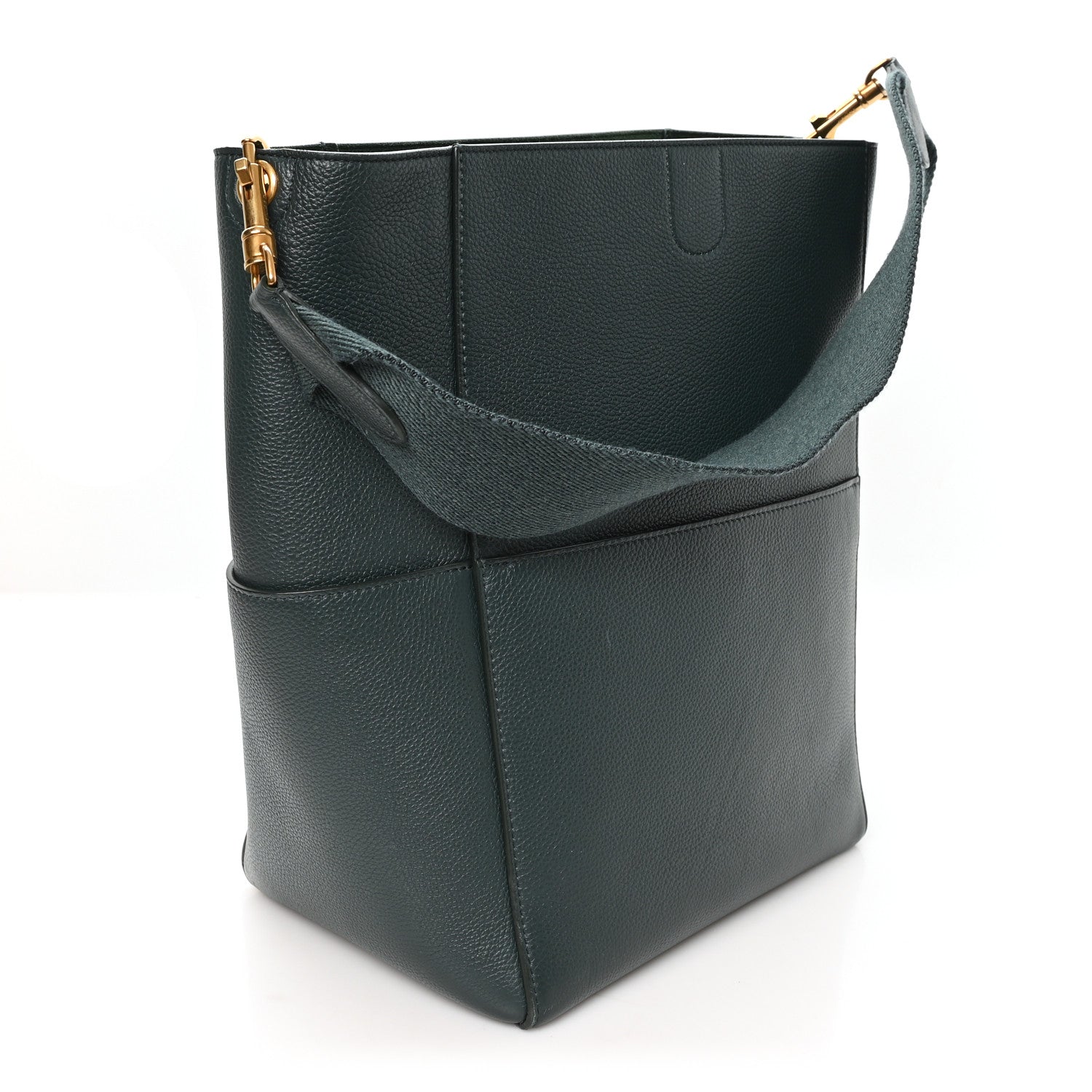 Soft Grained Calfskin Sangle Bucket Bag Amazone