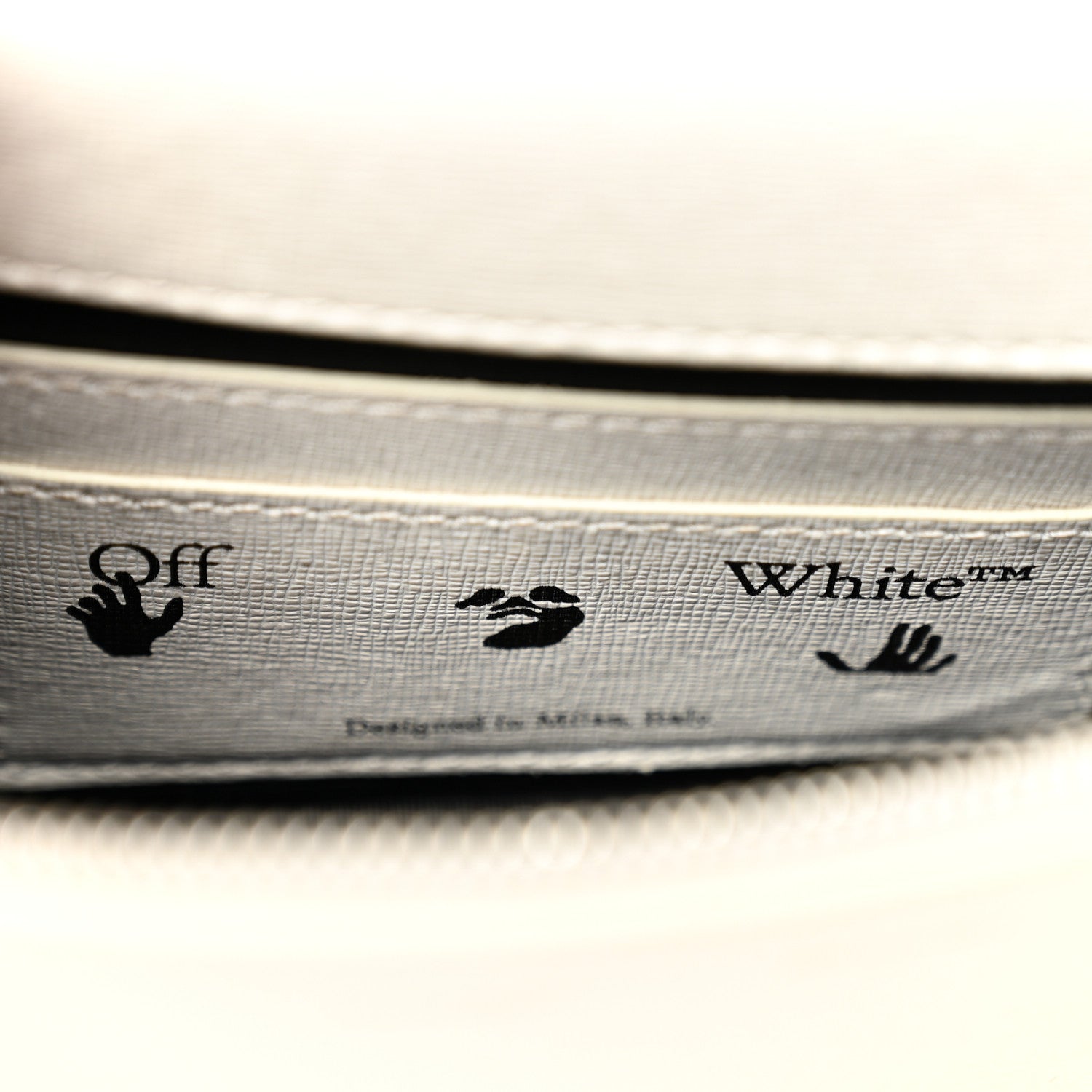 Saffiano Striped Mini Diag Binder Clip Bag White