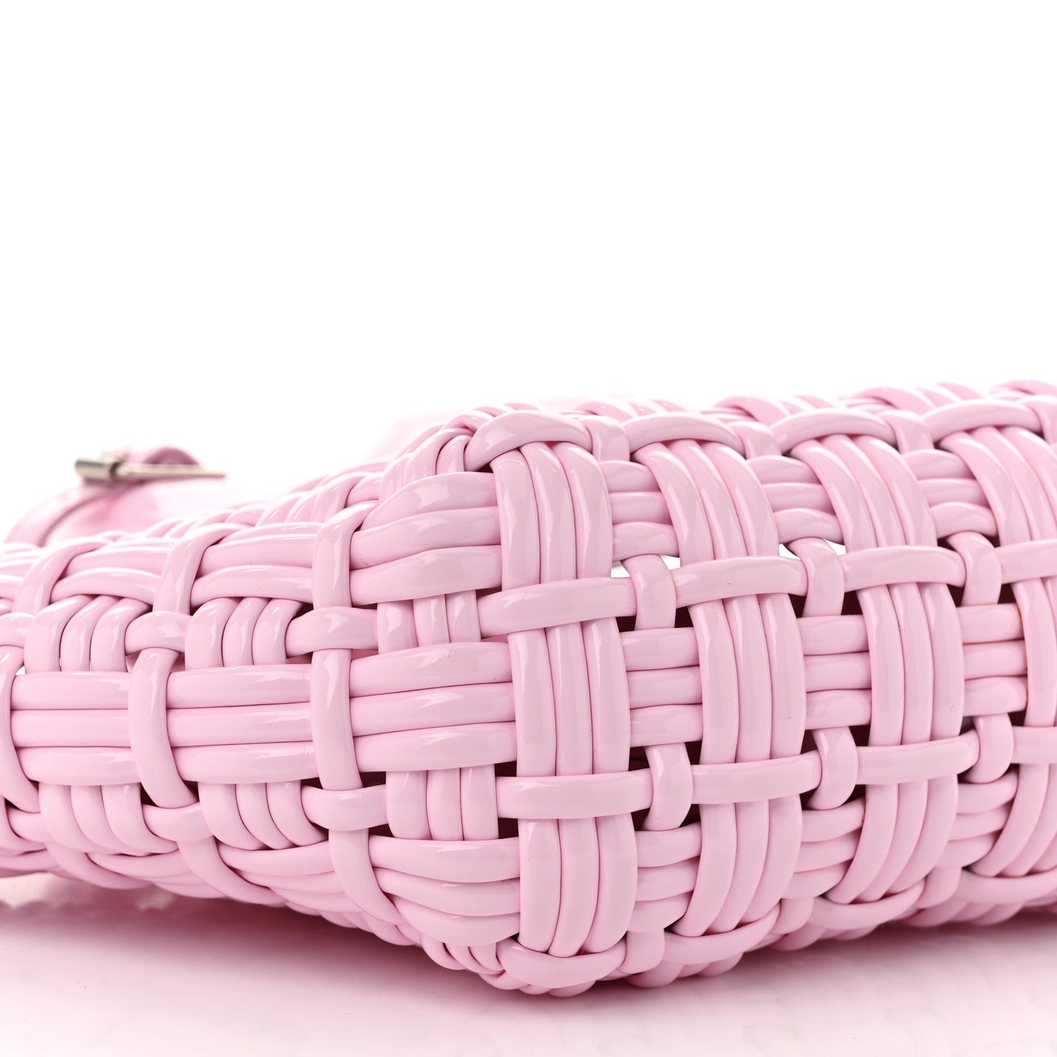 Faux Calfskin Braided Varnished XXS Bistro Basket Candy Pink