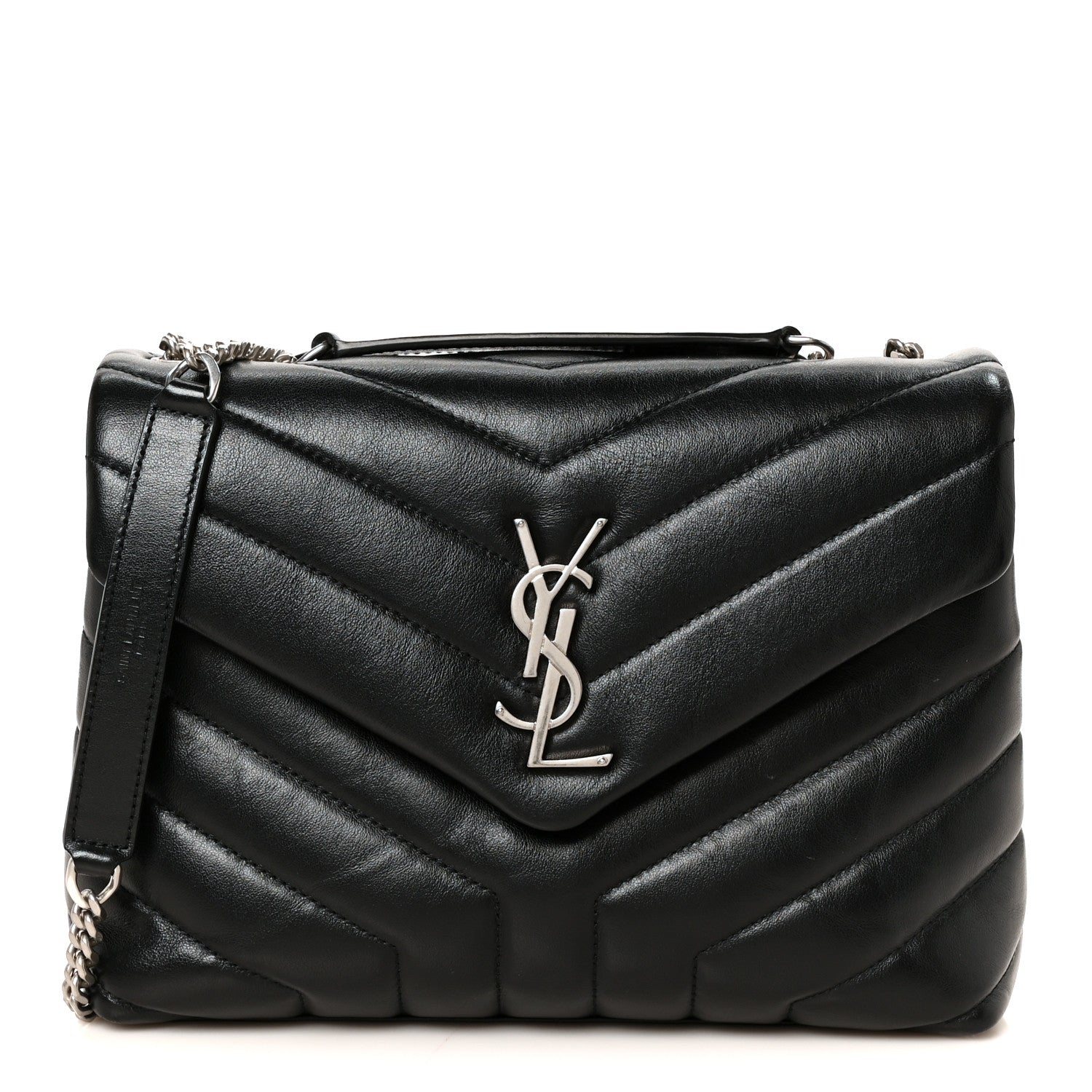 Calfskin Y Quilted Monogram Small Loulou Crossbody Bag Black