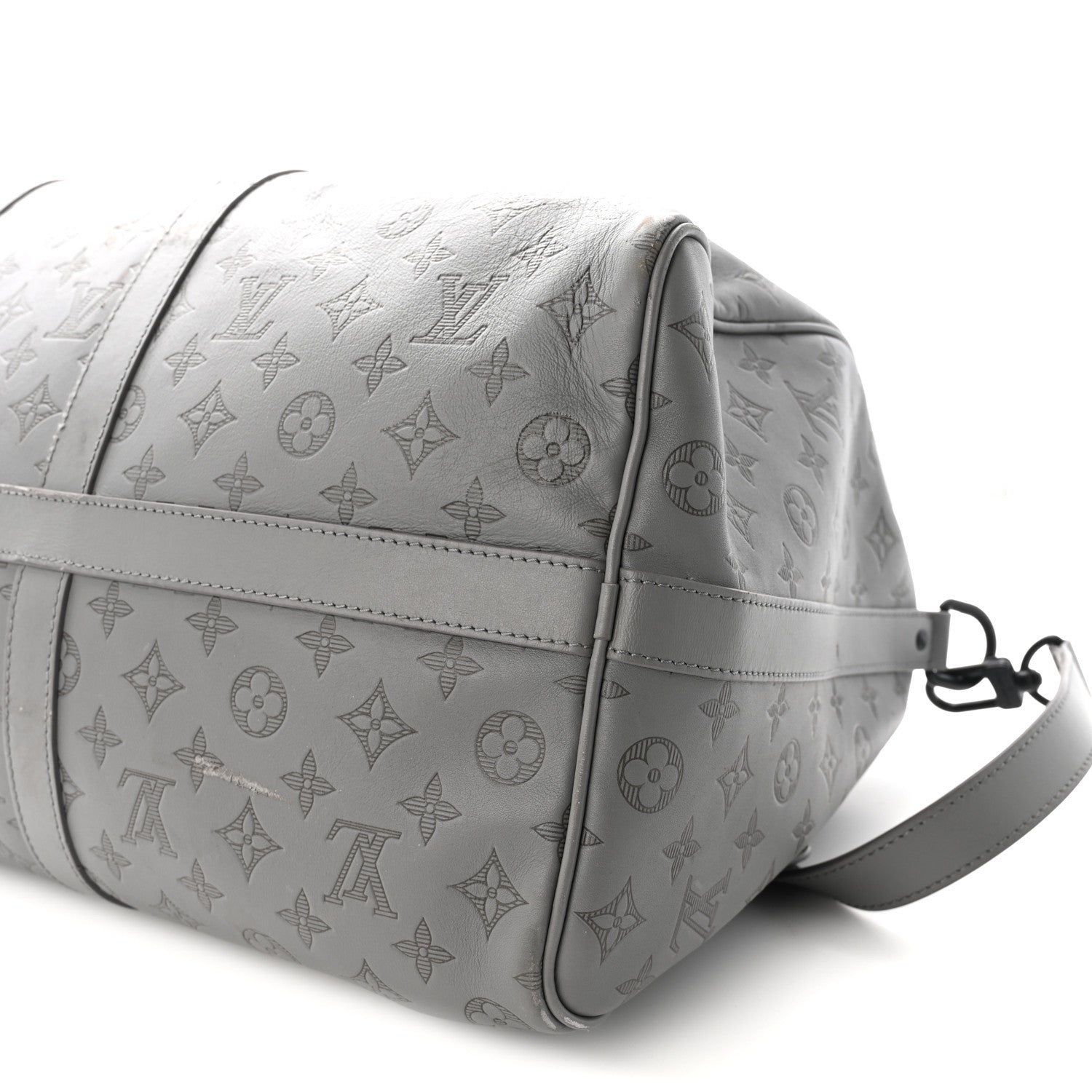 Calfskin Monogram Shadow Keepall Bandouliere 50 Anthracite Gray