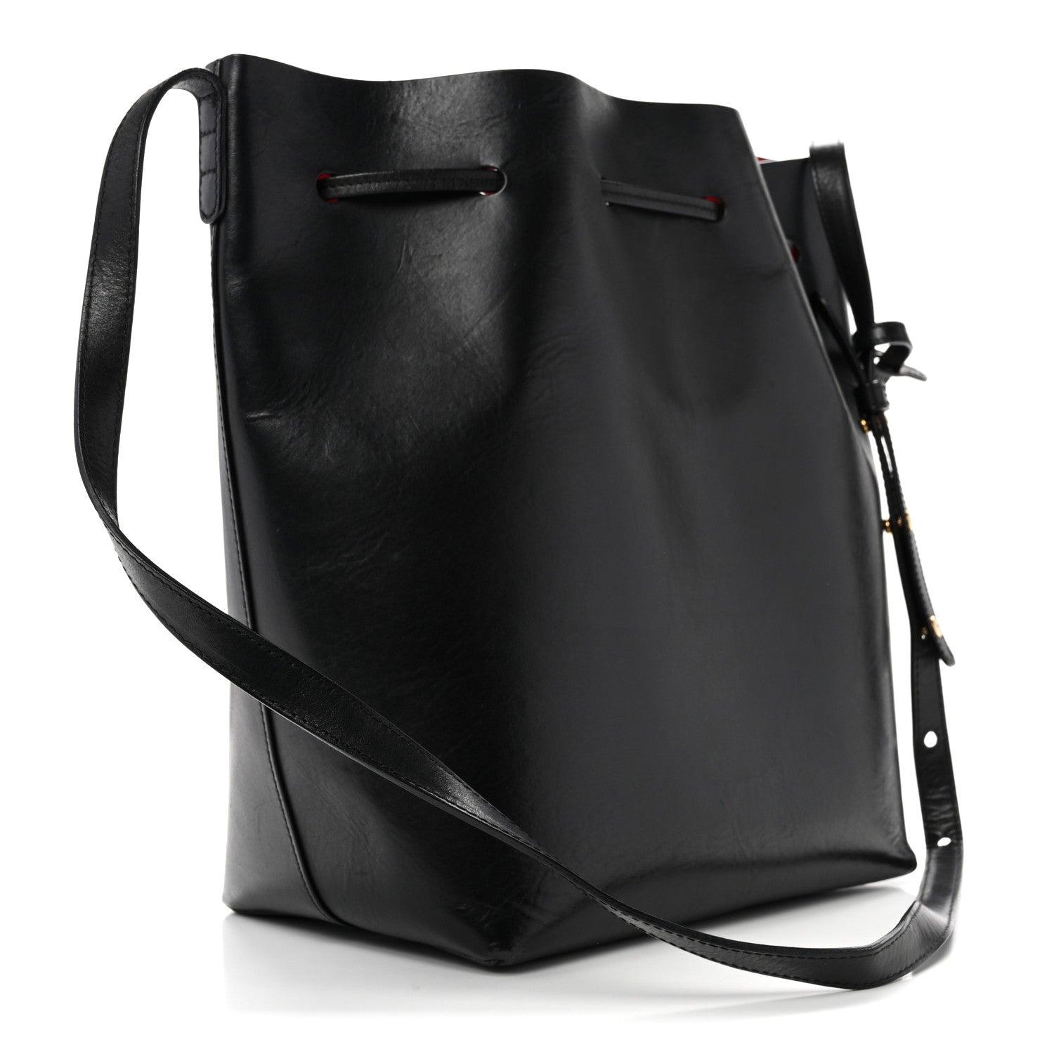 Vegetable Tanned Calfskin Bucket Bag Black Flamma