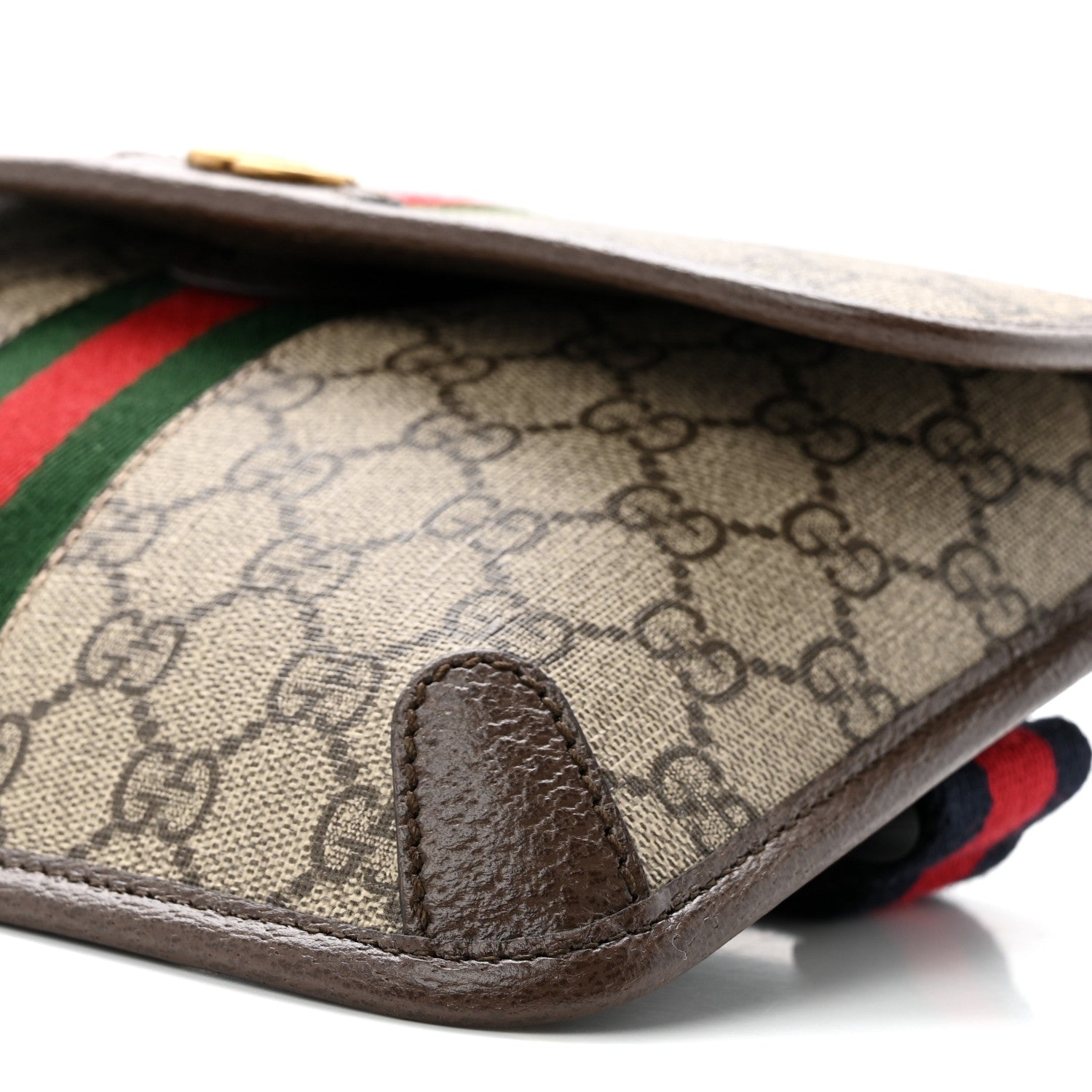 GG Supreme Monogram Web Small Ophidia Belt Bag Brown