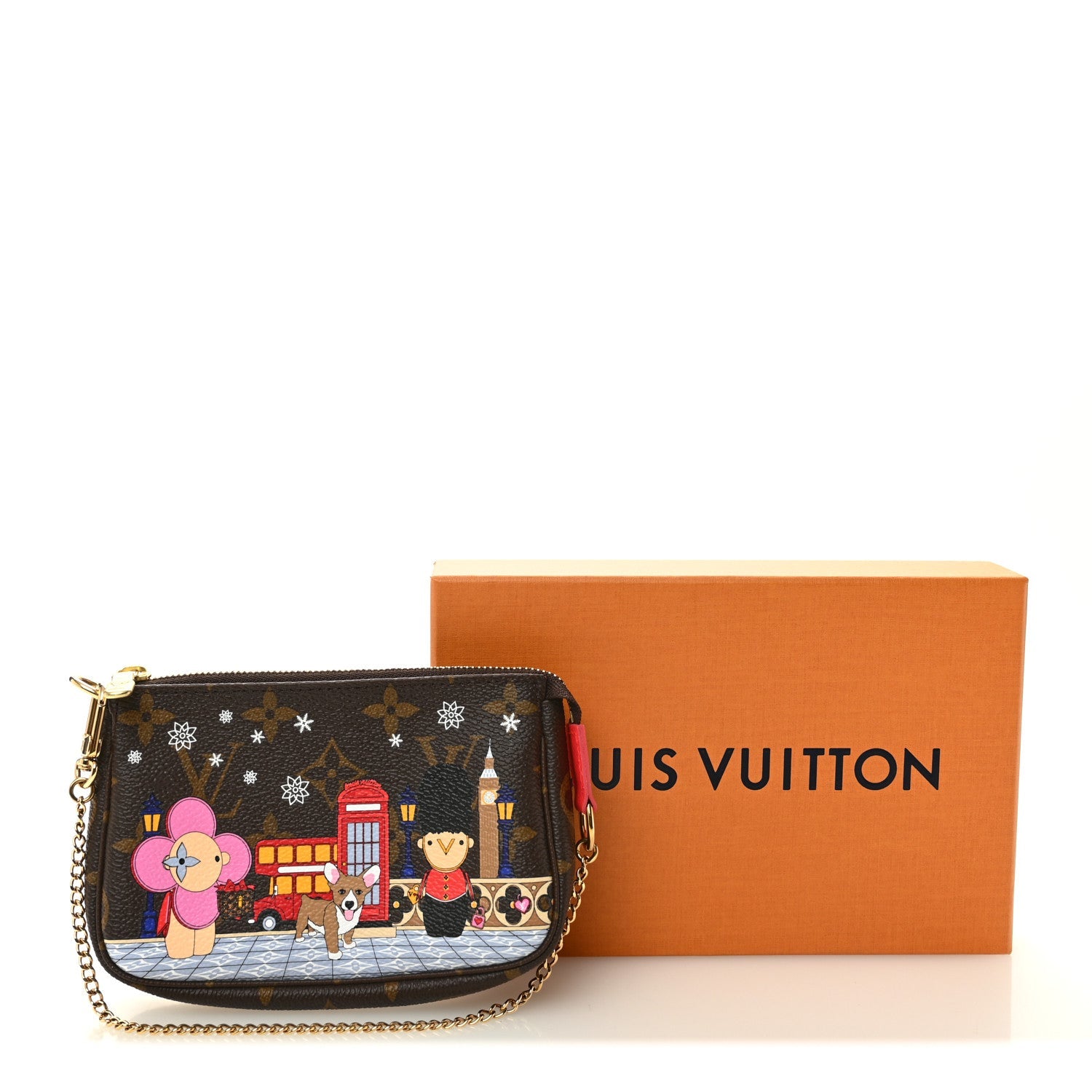 Monogram 2021 Christmas Animation London Mini Pochette Accessories Red