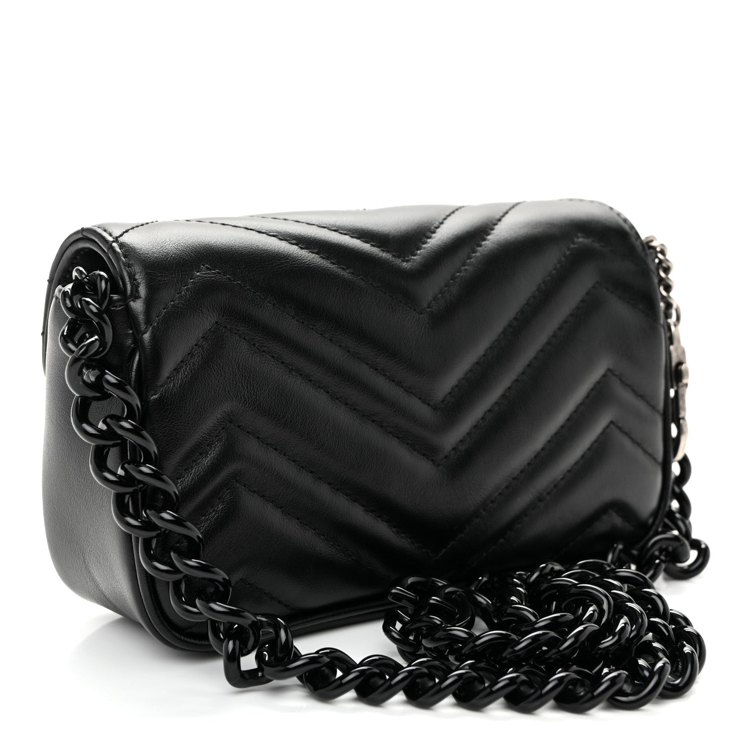 Calfskin Matelasse Monochrome GG Marmont Chain Belt Bag Black