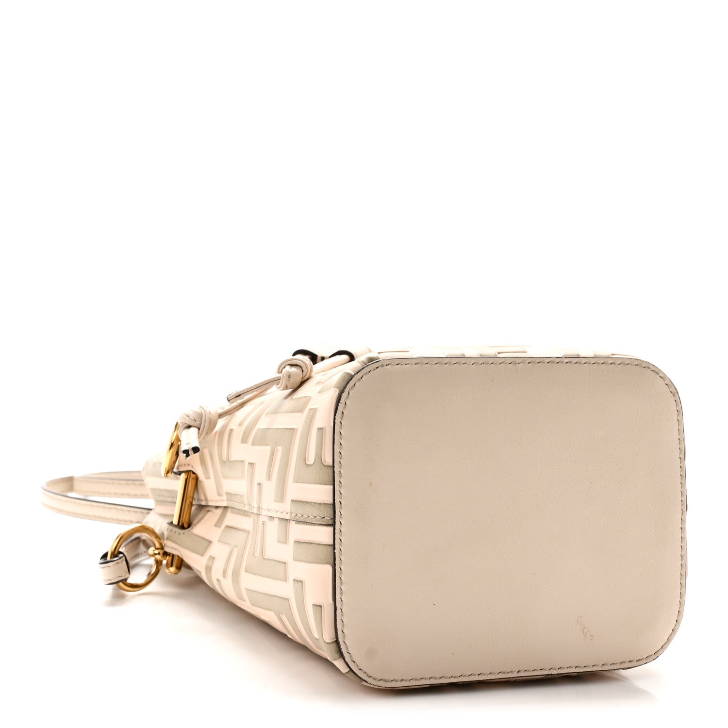 Vitello Liberty F is Fendi Bi-Color FF 1974 Embossed Mini Mon Tresor Bucket Bag Camelia Mandorlo