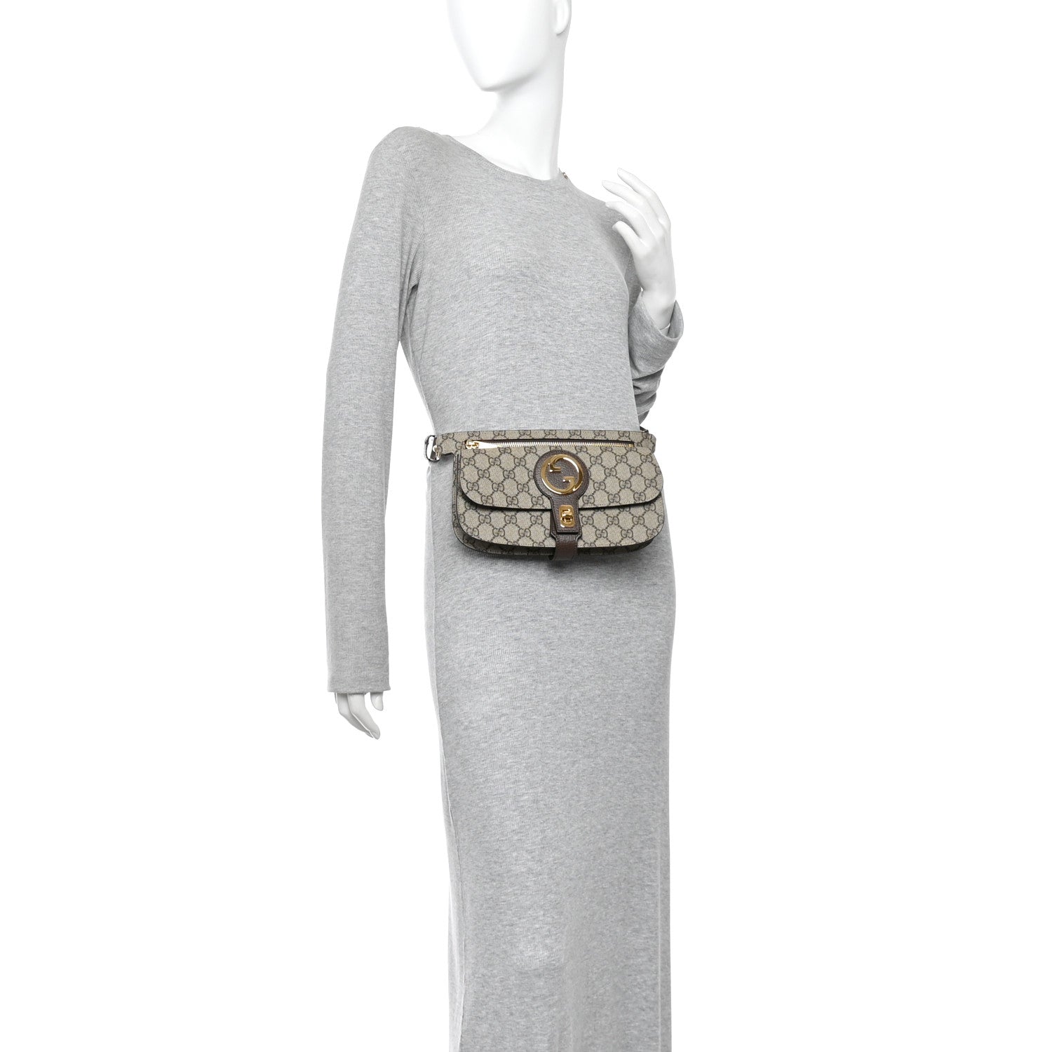 GG Supreme Monogram Textured Dollar Calfskin Blondie Belt Bag Beige Ebony New Acero