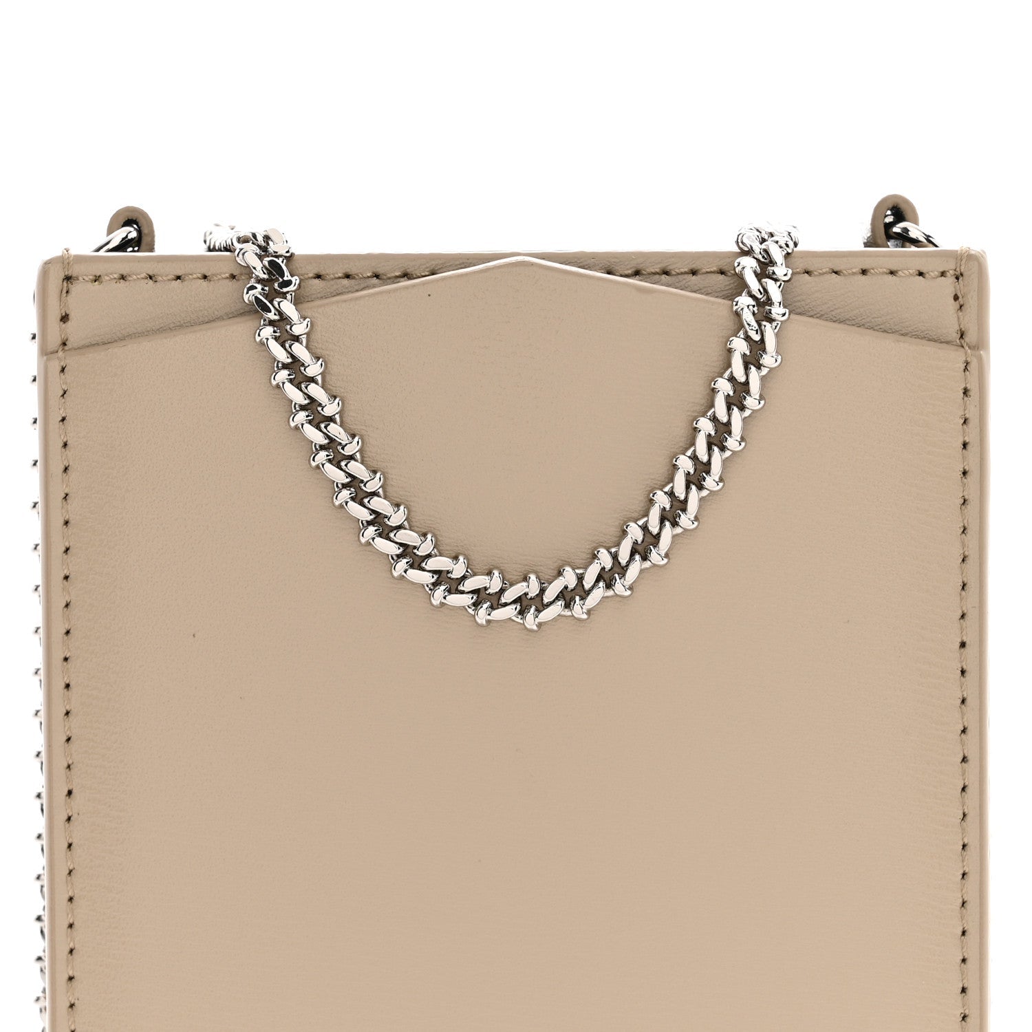 Calfskin Chain Phone Case Beige