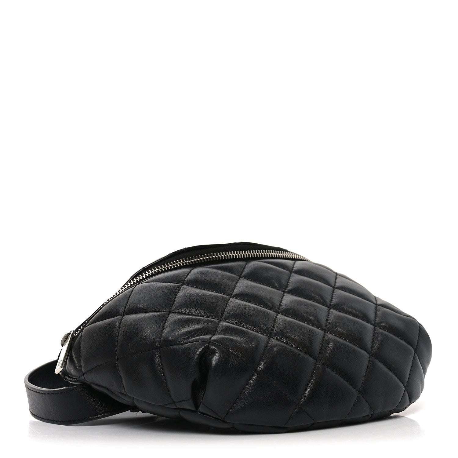 Calfskin Quilted Waist Belt Bag Black