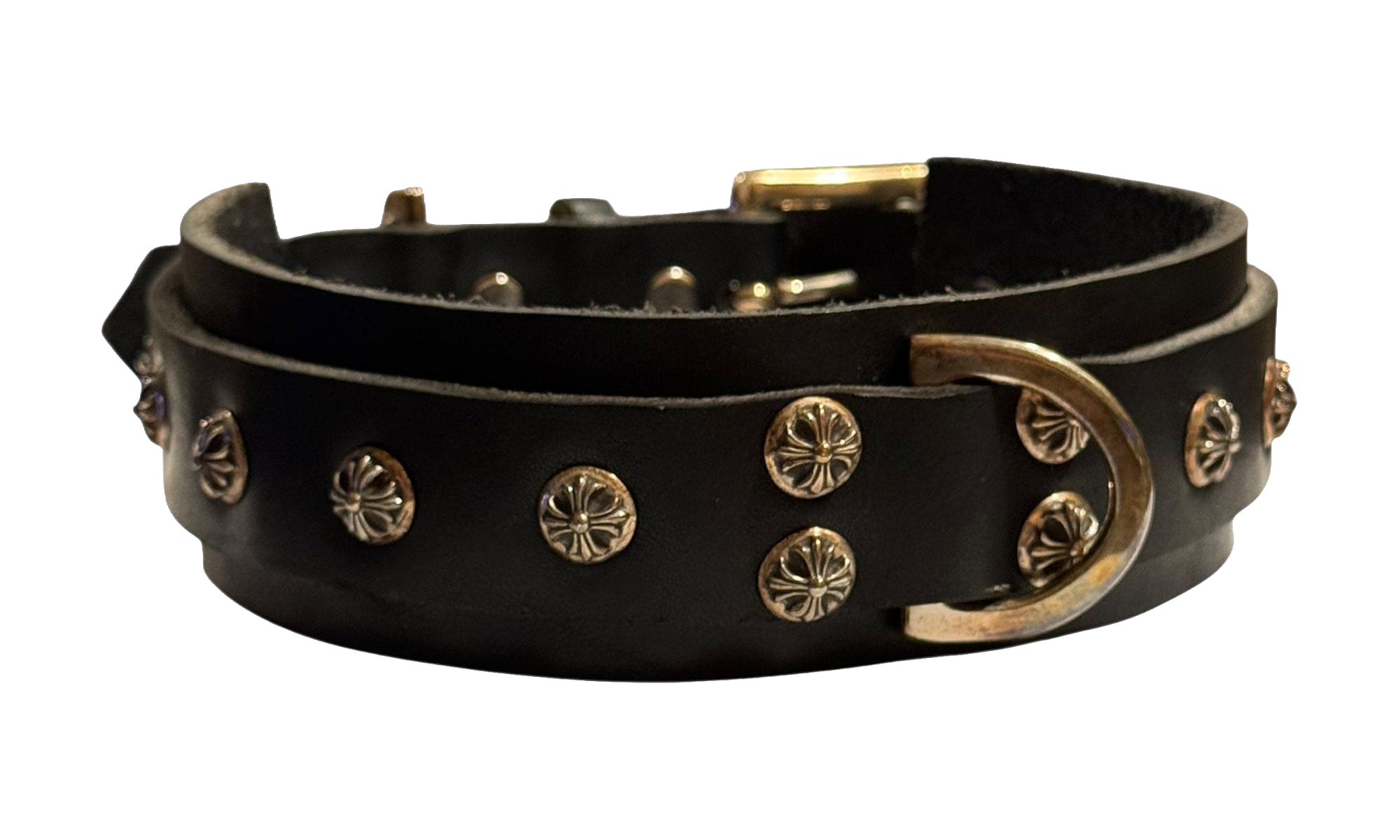 Studded Leather 18 Inch Dog Collar "Black / Silver" CHRM1207