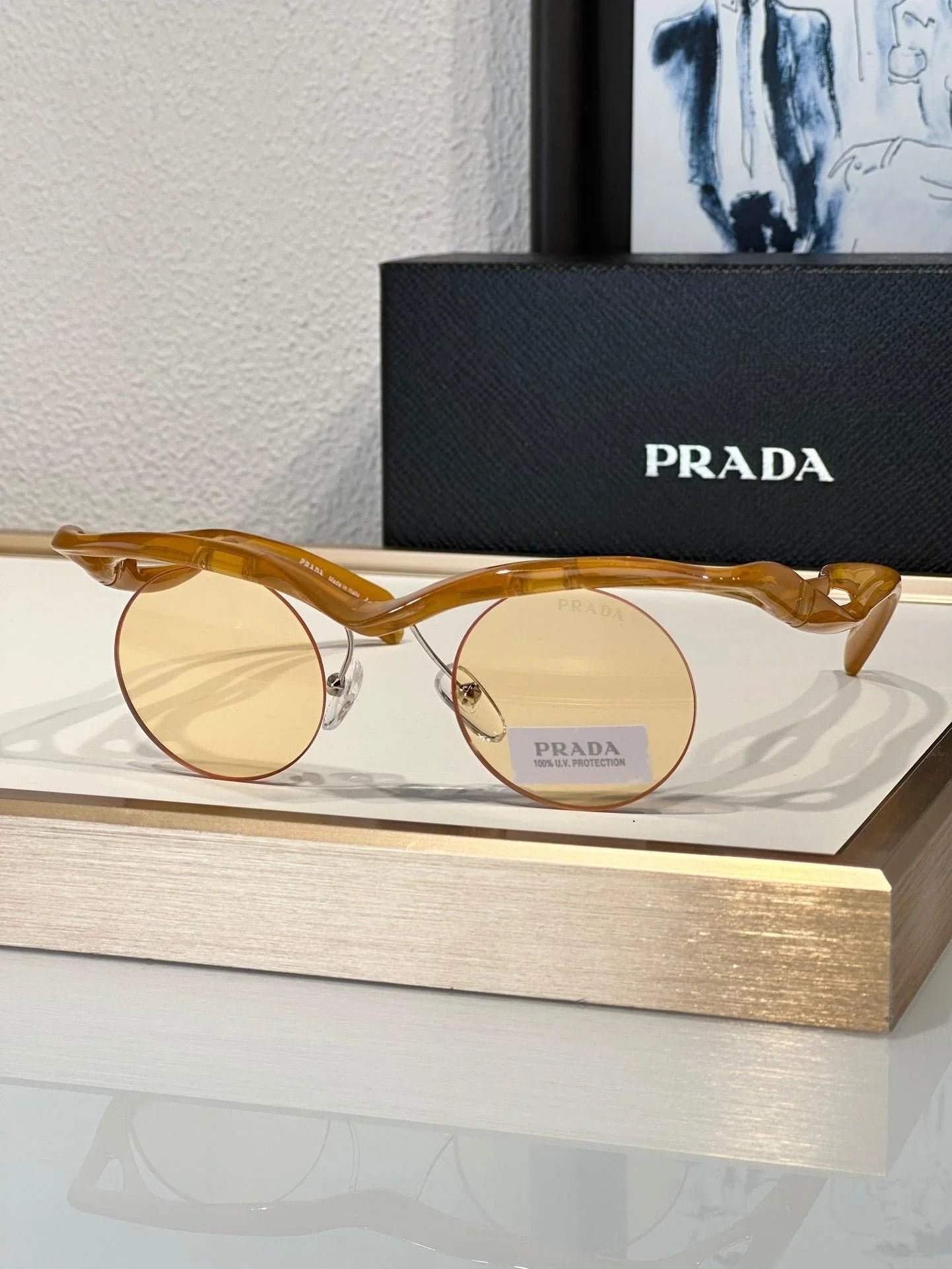 PRADA PR A18S - BLACK-PEACH-GREEN | SUNGLASSES Unisex 🟥
