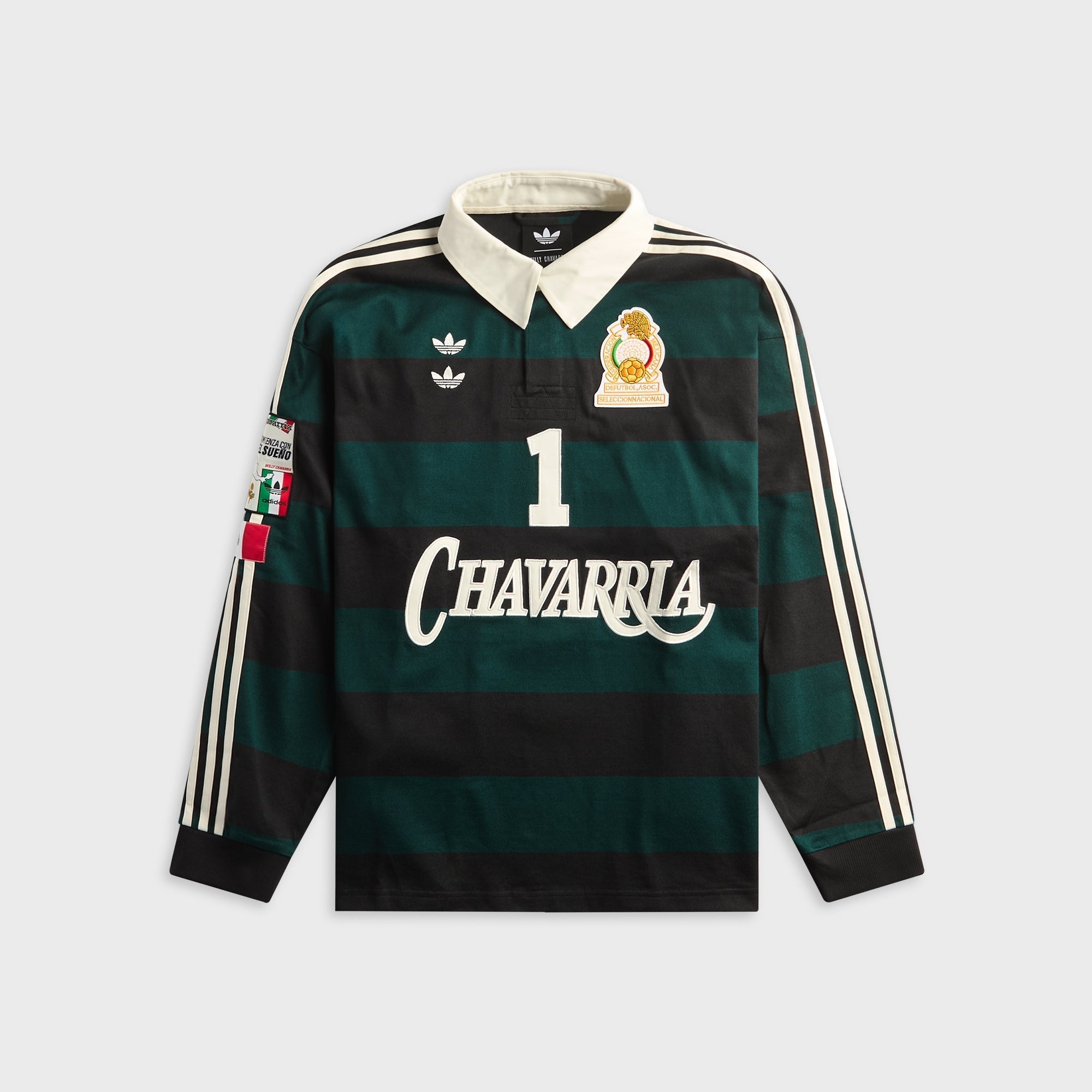 adidas x Willy Chavarria Long Sleeve Rugby Shirt - Black / Aurora Ivy