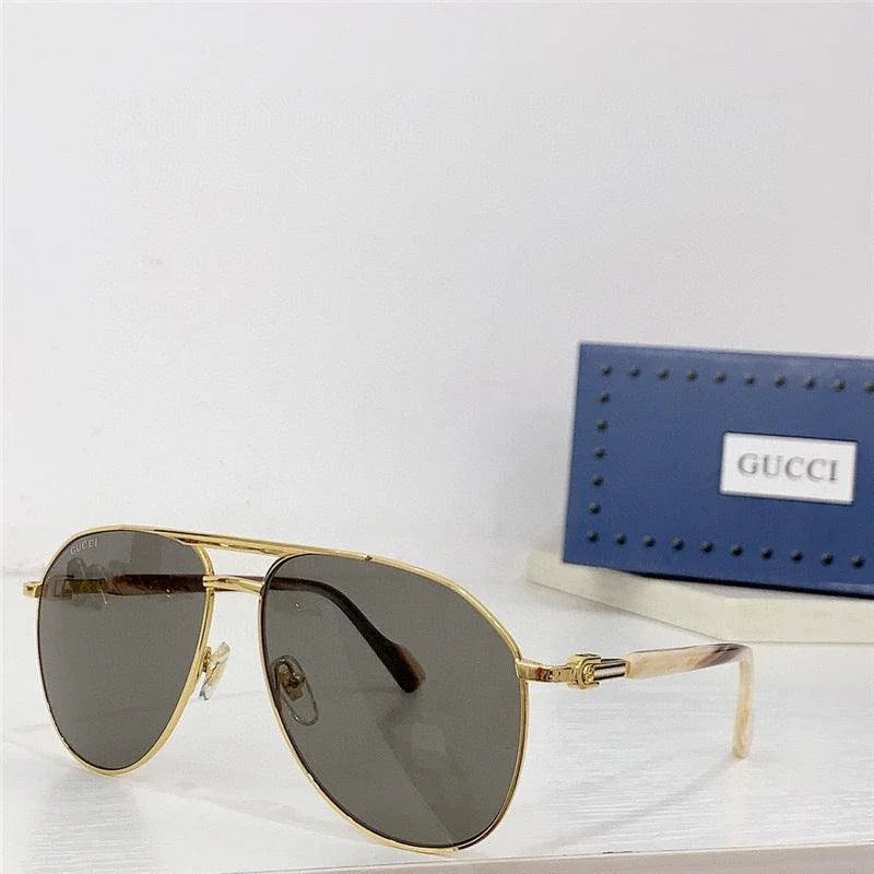 GUCCI GG1220S Gold-Gold-Brown Unisex Clear Sunglasses ✨