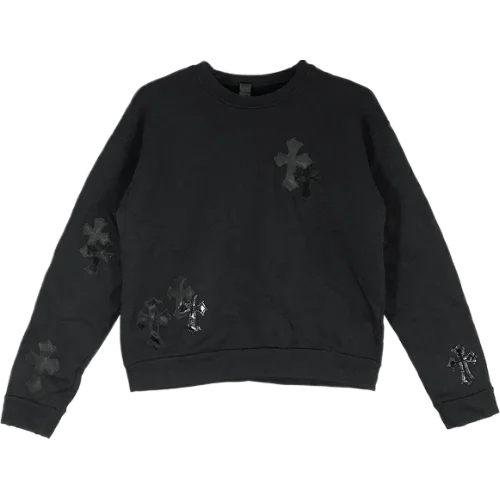 Chrome Hearts Black Patent Leather Cross Sweatshirt