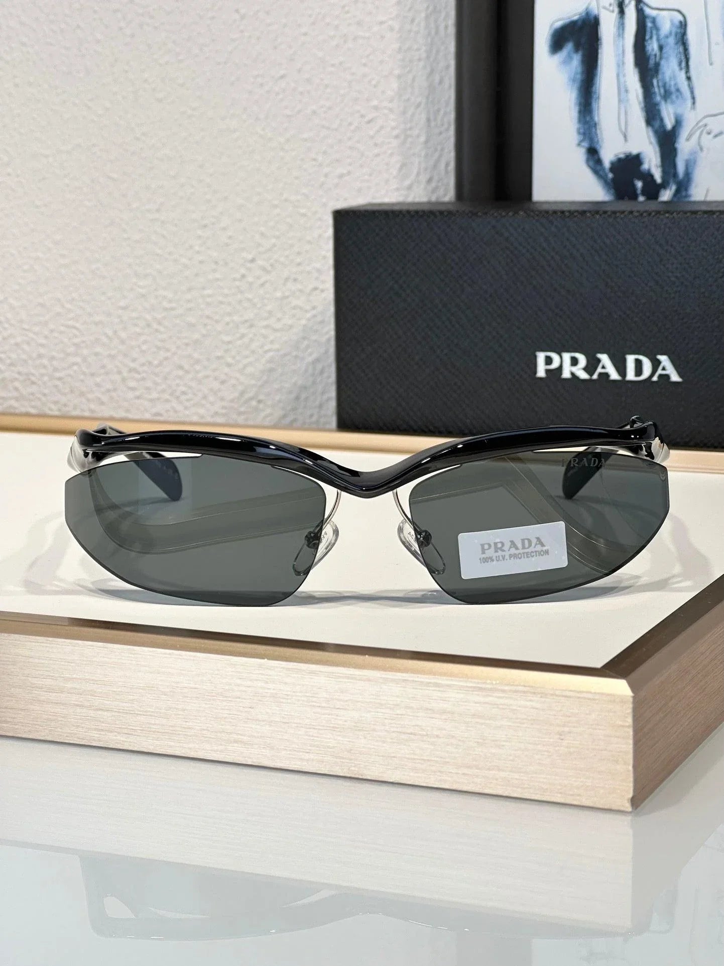 PRADA PR A25S (1AB5S0)- BLACK-PEACH-GREEN | SUNGLASSES Unisex 🟥