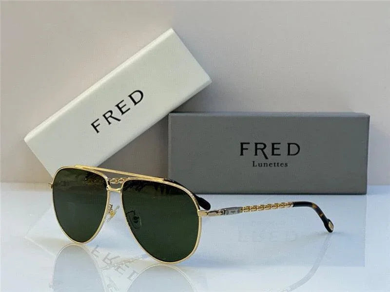 FRED SUNGLASSES 40051U GOLD 24k PLATED FRAME HIGH QUALITY WITH LENS ✨
