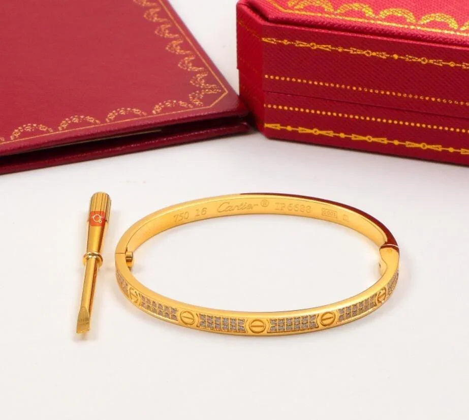 Cartier 18K Gold Plated Jewelry LOVE Bracelet yellow rose silver with Zircon✨