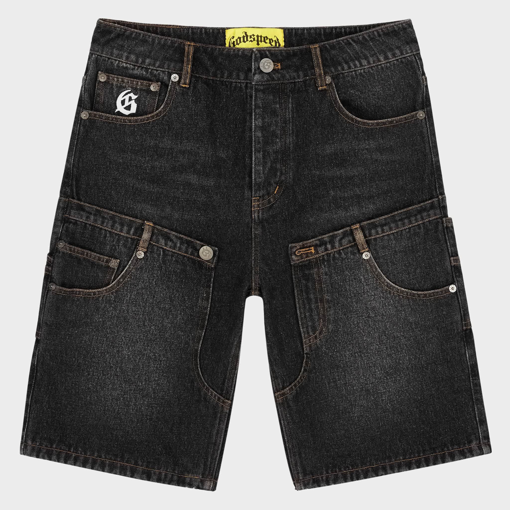 Godspeed Twin Panel Denim Shorts (Black)