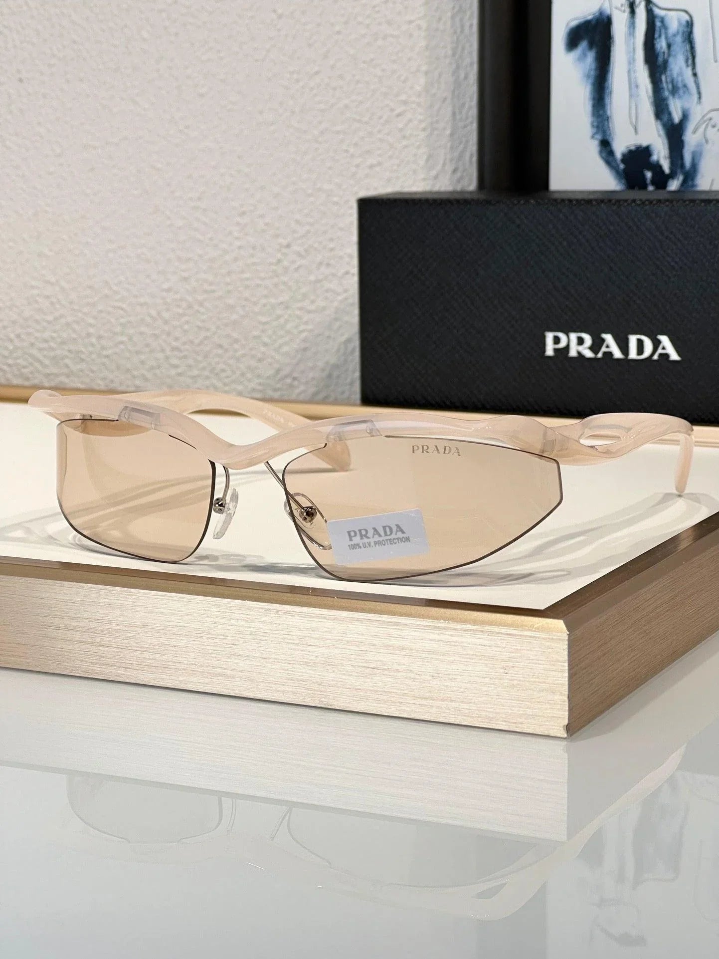 PRADA PR A25S (1AB5S0)- BLACK-PEACH-GREEN | SUNGLASSES Unisex 🟥