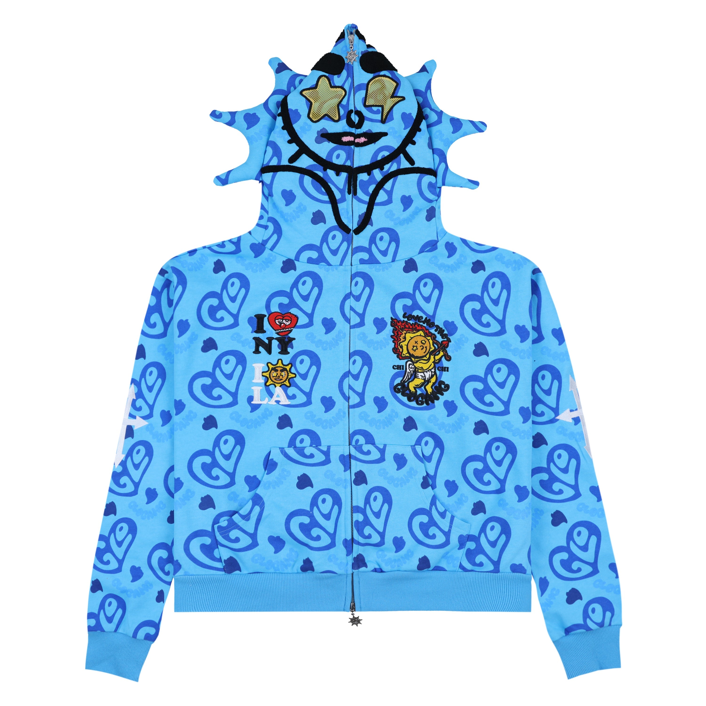I Heart Glo Full Zip Hoodie (Blue)