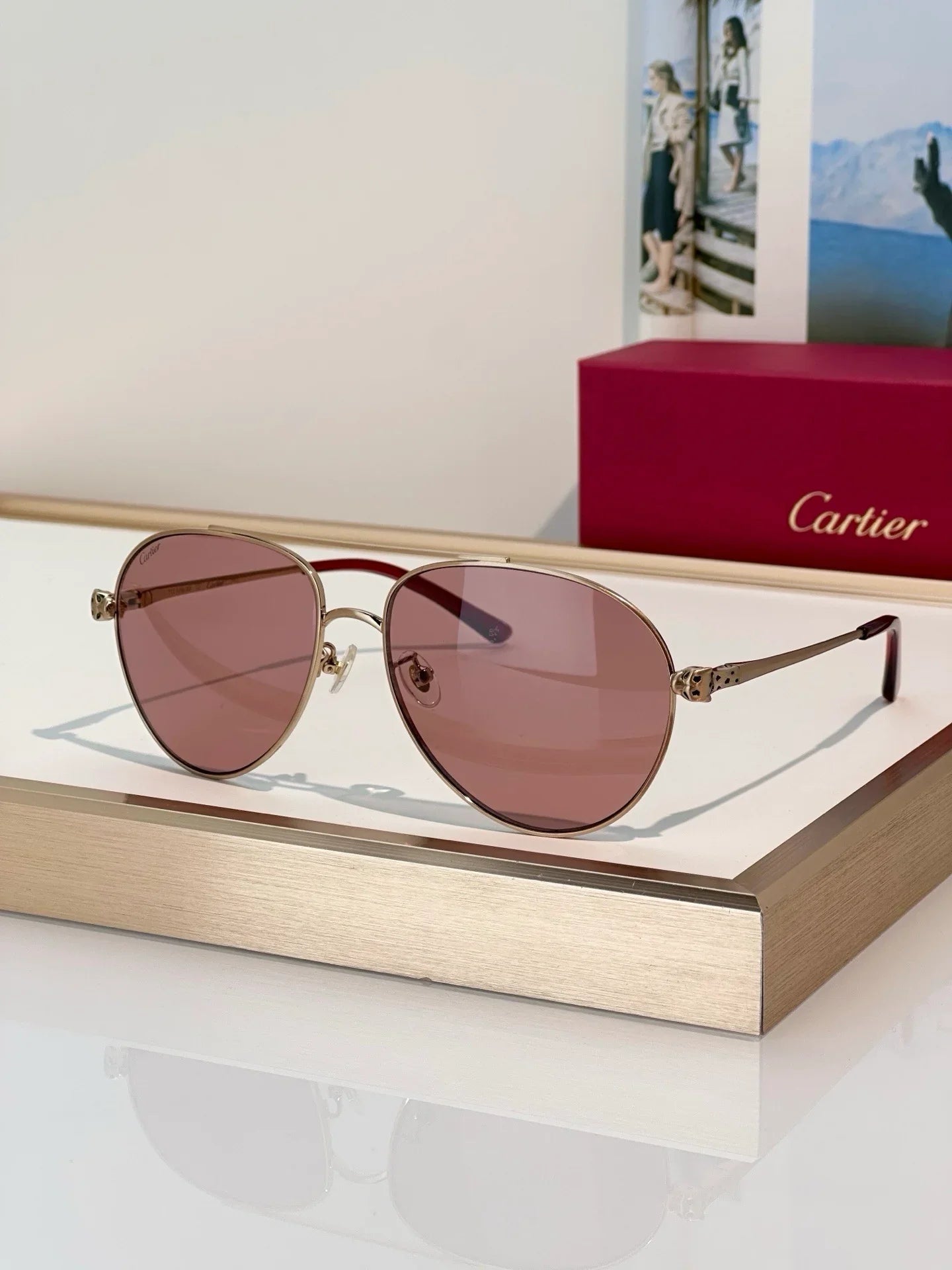 Cartier Panthère De Cartier 60MM Aviator Unisex Sunglasses 🐆