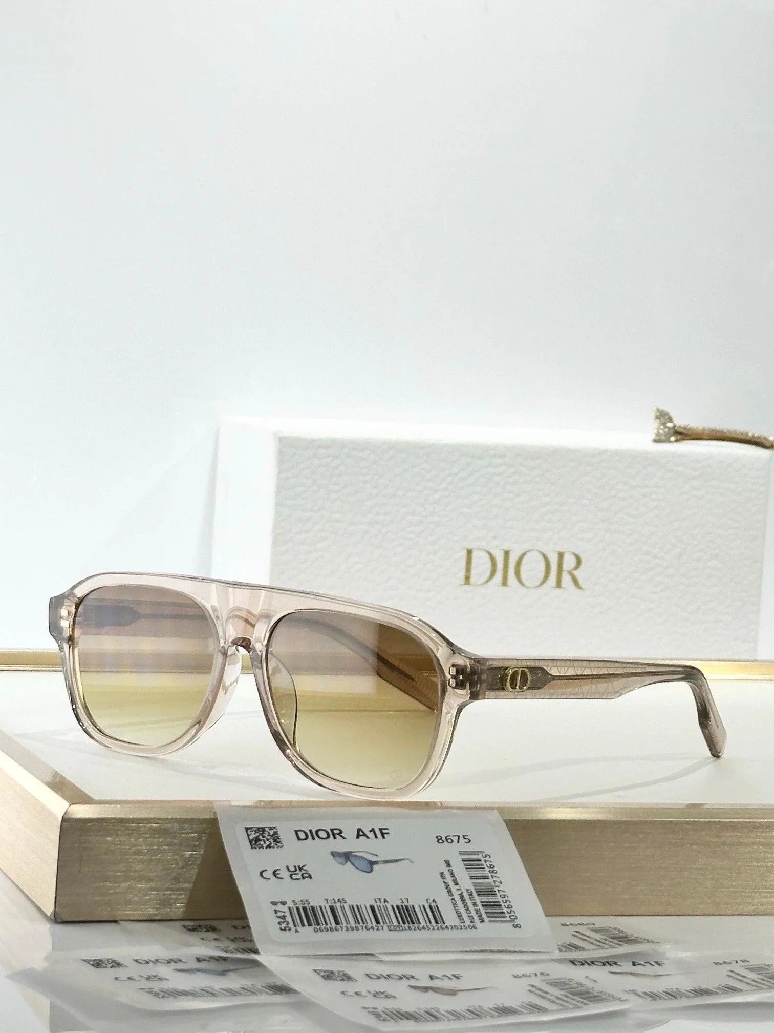 DIOR CD Icon A1F Transparent Beige Pilot Sunglasses ✨