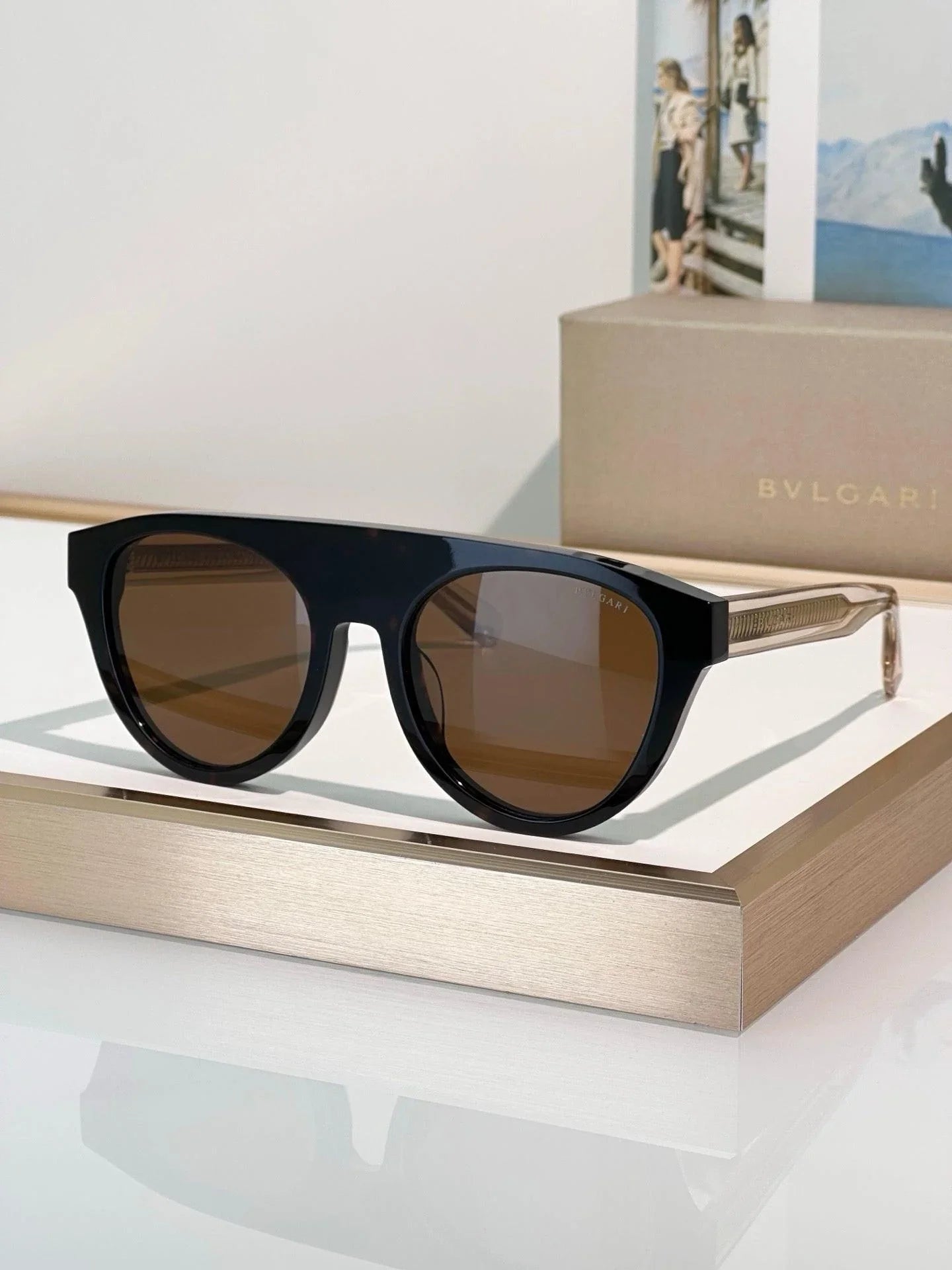 BVLGARI 40054 Bulgari Black Aviator Sunglasses ✨