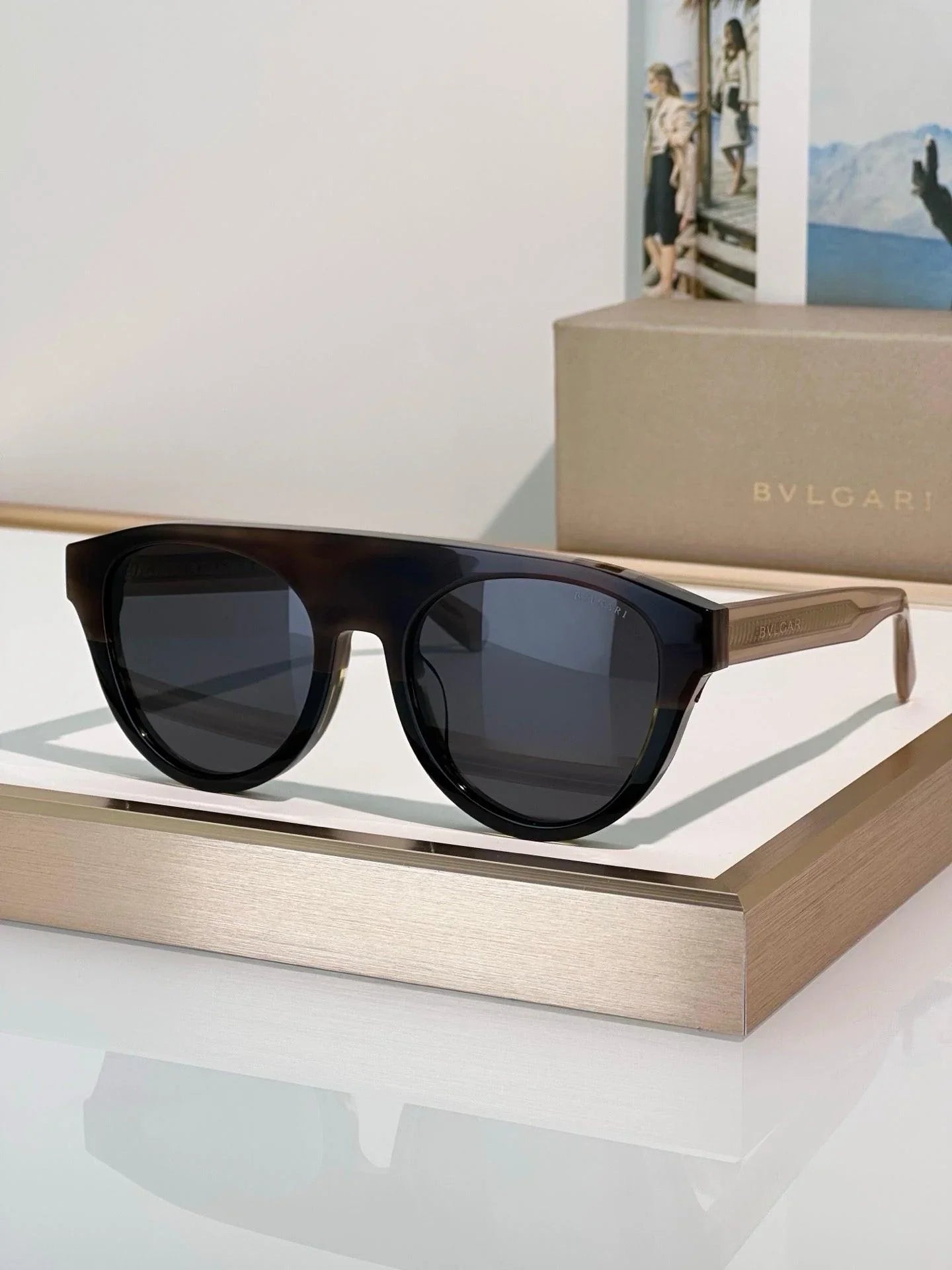 BVLGARI 40054 Bulgari Black Aviator Sunglasses ✨